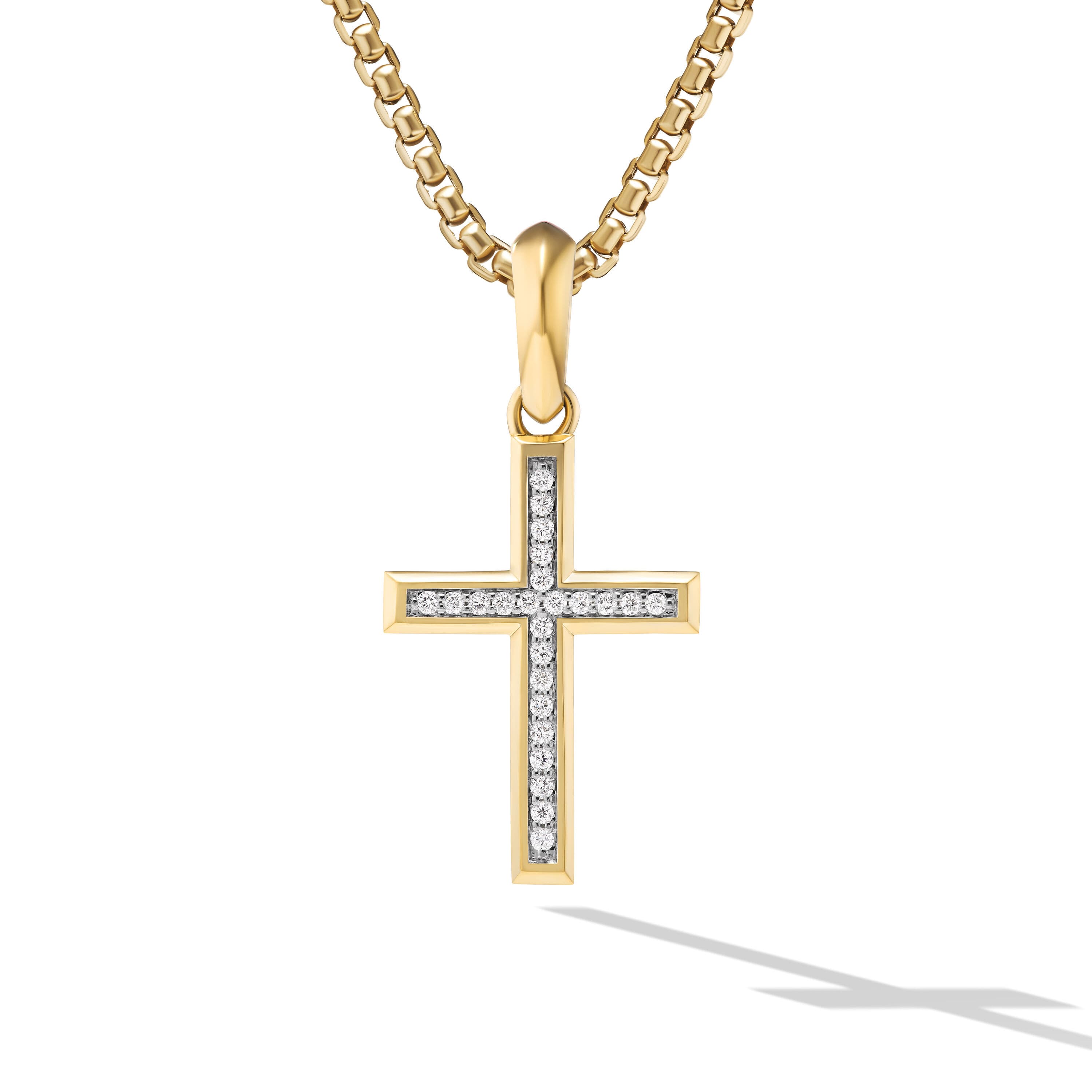 David Yurman Yellow Gold Cross Pendant with Diamonds