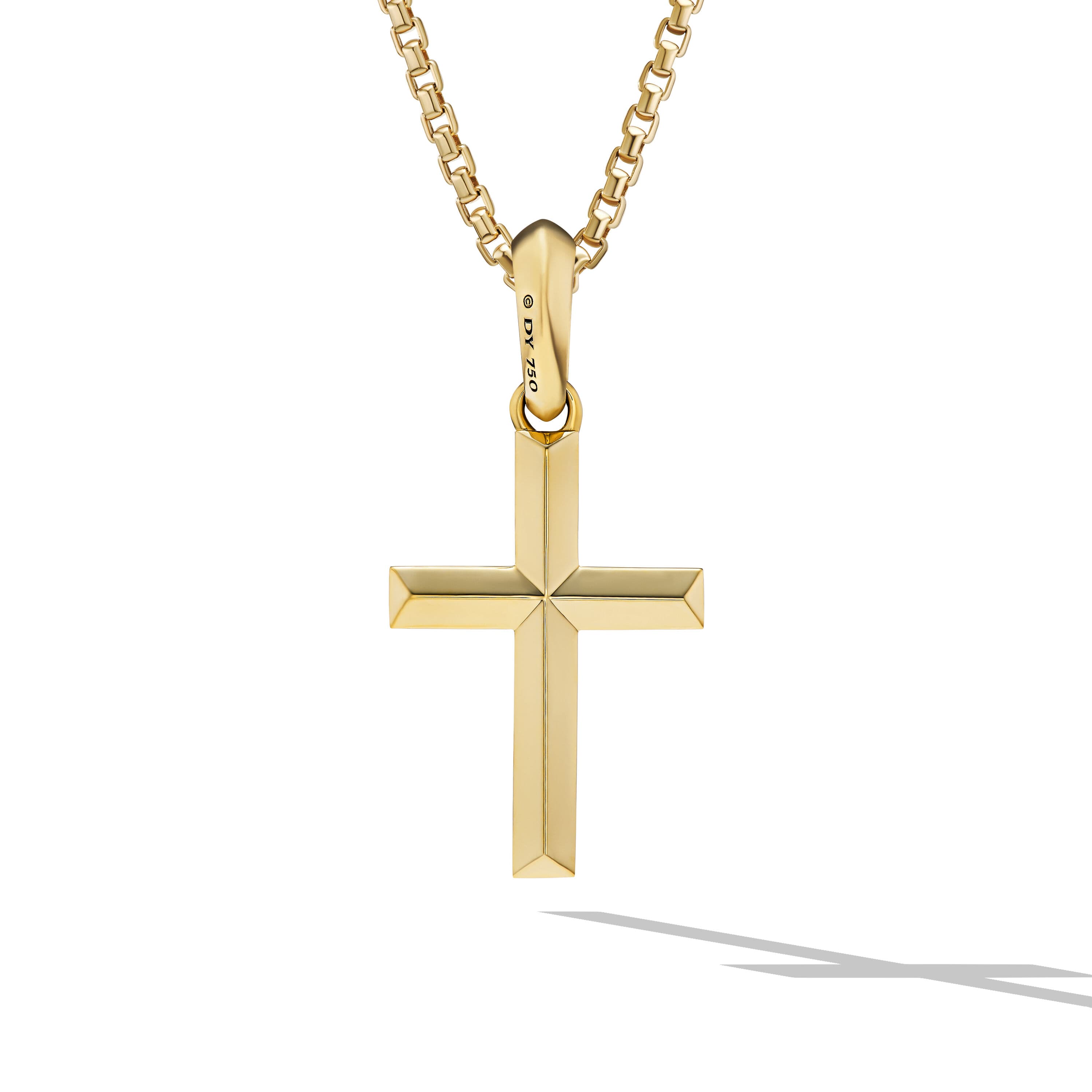 David Yurman Yellow Gold Cross Pendant with Diamonds 1