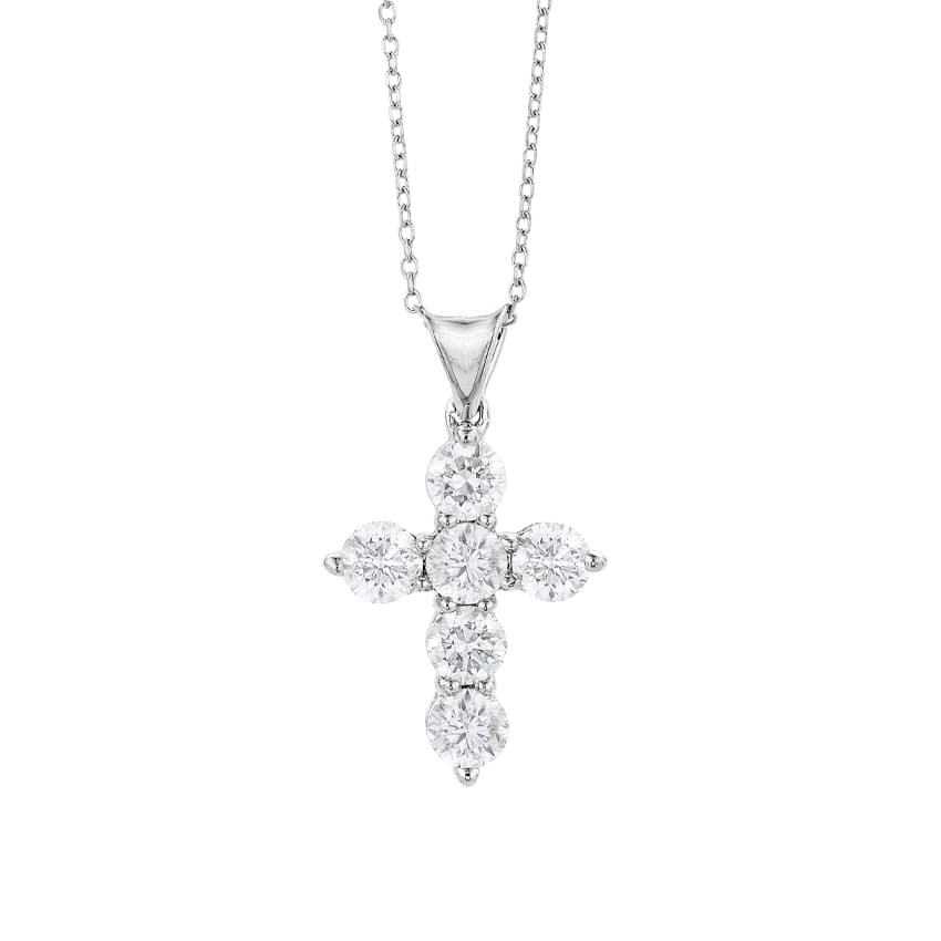 1.50 CTW White Gold Six Diamond Cross Pendant 0