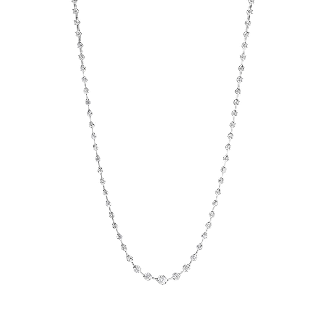 Graduating 1.57 CTW Diamond All Around White Gold Necklace