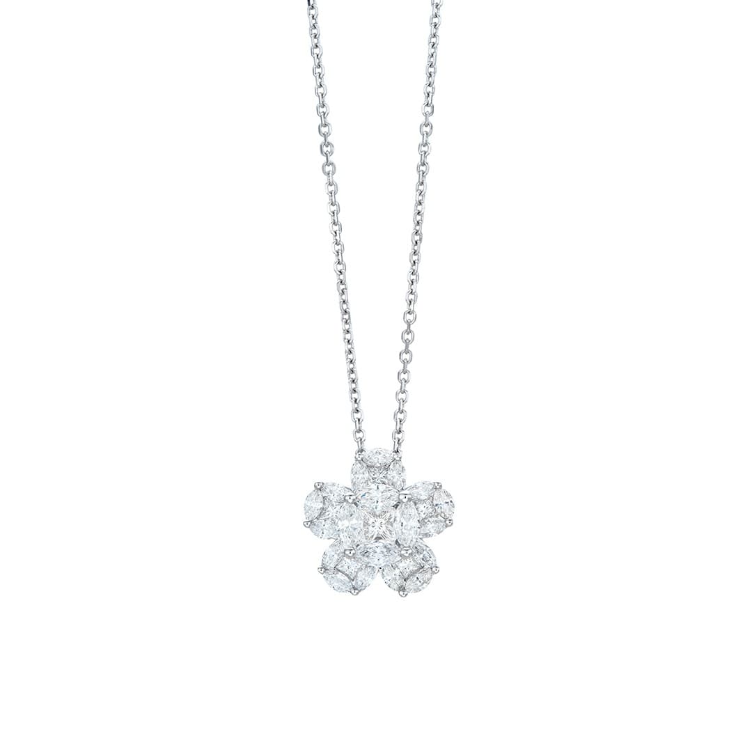 1.15 CTW Diamond Flower Pendant Necklace 0