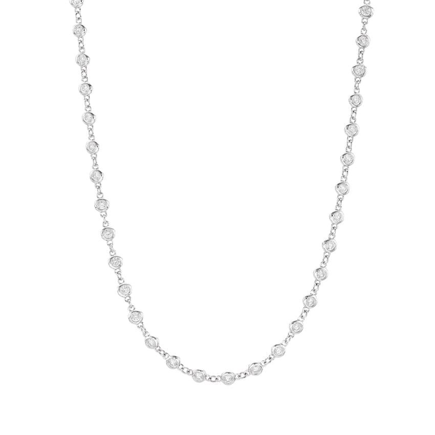 White Gold 2.85 CTW Diamond Bezel Station Necklace