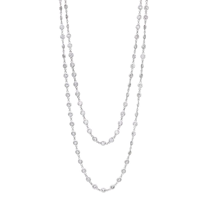 10.00 CTW Bezel Set Diamond Eyeglass Chain Necklace, 35 Inches 0