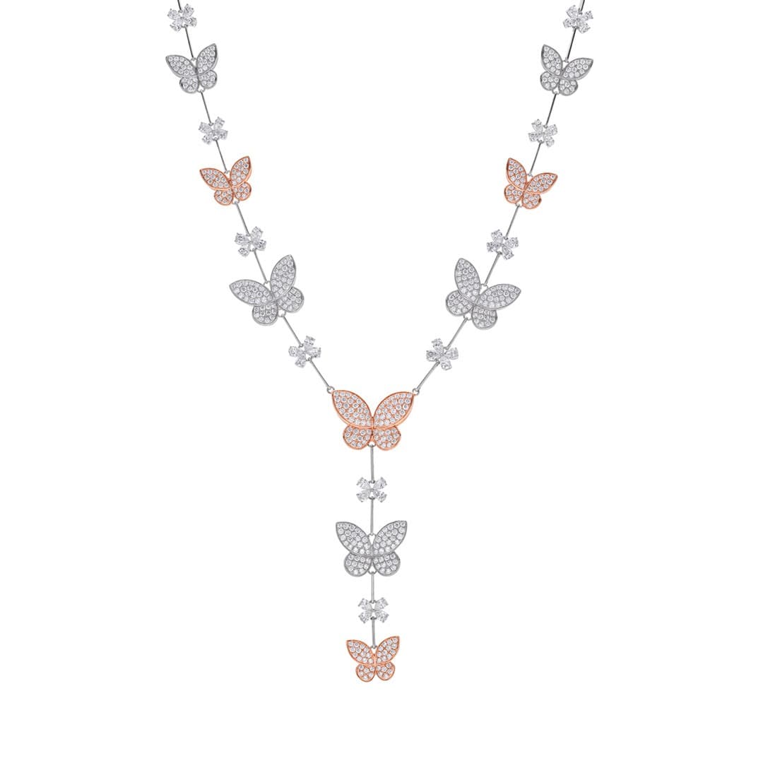 Butterfly and Flower Station Y Necklace 0