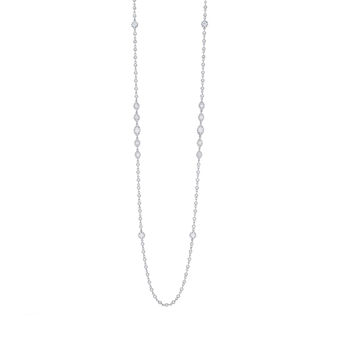 Extra Long Diamond Station Eyeglass Chain Necklace 0