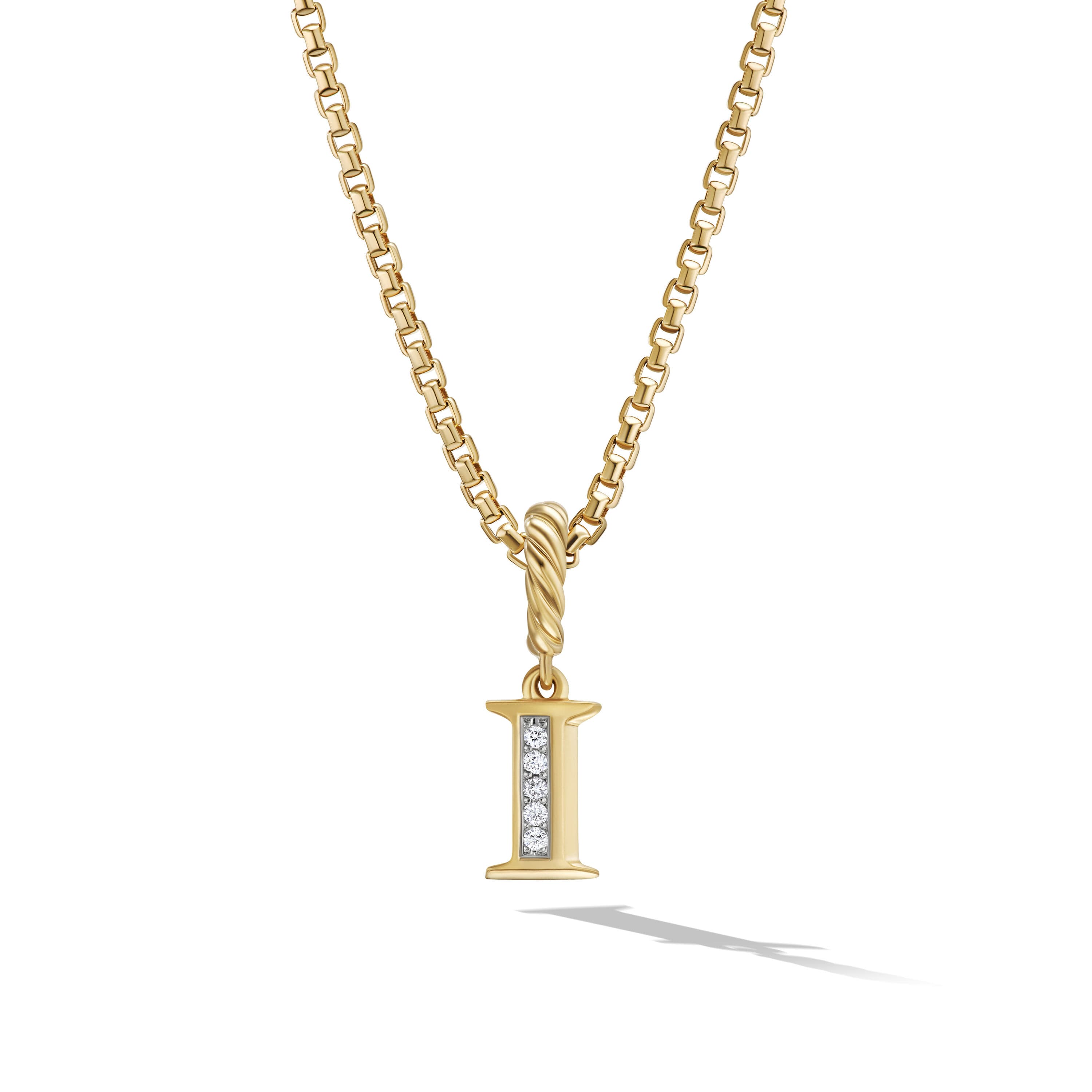 David Yurman Pave I Initial Pendant in 18k Yellow Gold with Diamonds 0