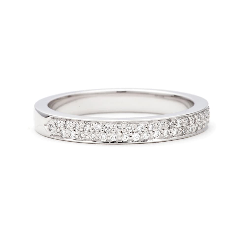 18K White Gold Double Diamond Row Wedding Band