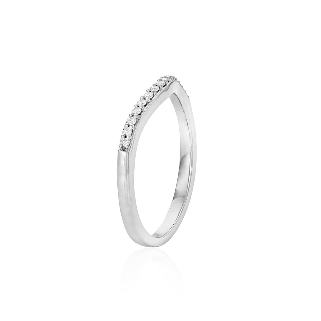 White Gold 0.10 CTW Curved Diamond Wedding Band 1