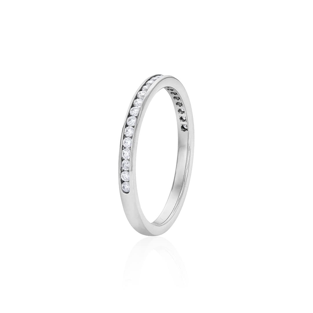 Thin White Gold Channel Set Diamond Band 1