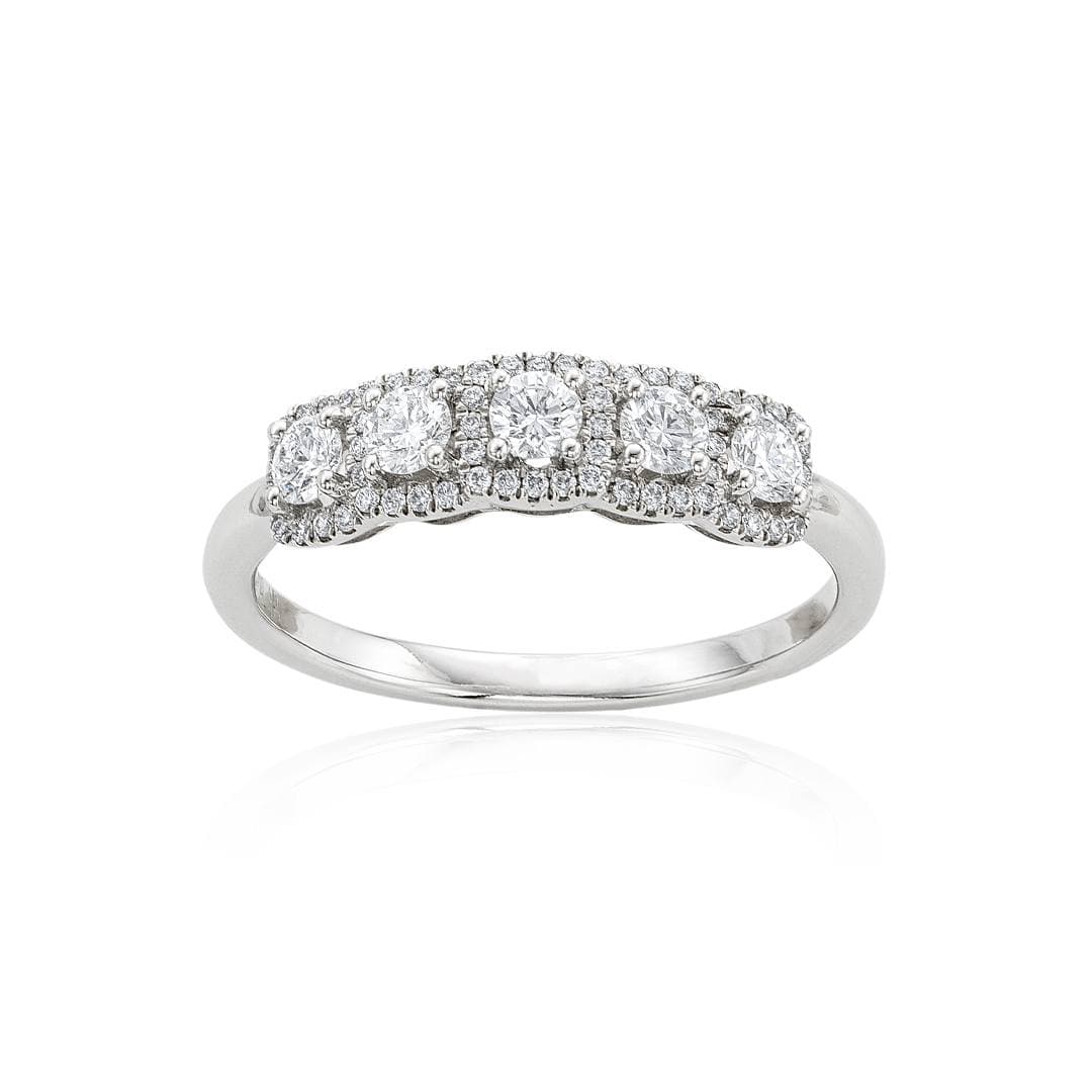 Five Round Diamond Band with Diamond Halos 0