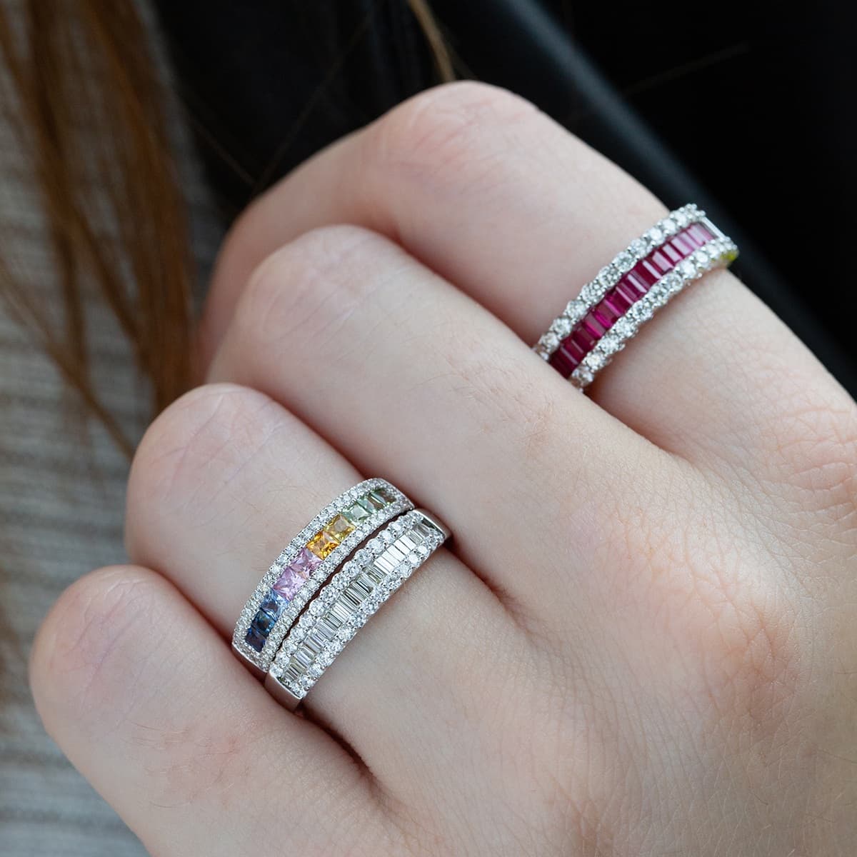 1.00 CTW Baguette & Round Diamond Band 1