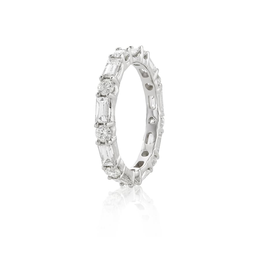 Round and Baguette Diamond Eternity Band
