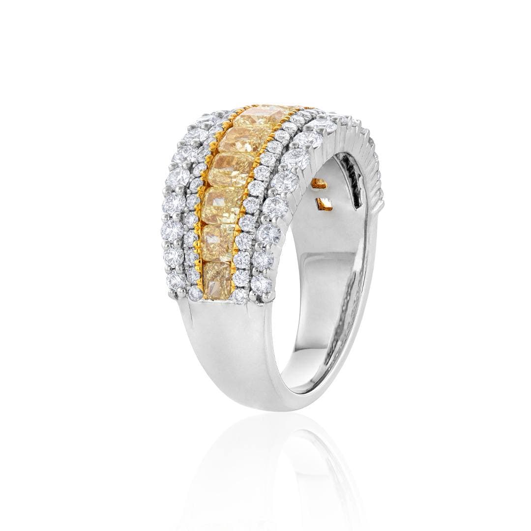 White and Fancy Yellow Diamond Anniversary Band 1