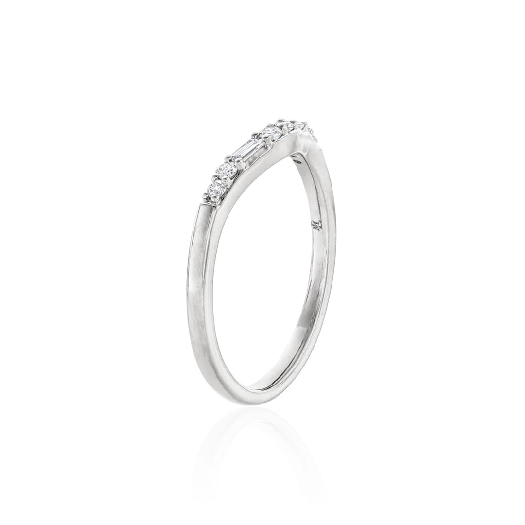 White Gold Diamond Contour Wedding Band 1