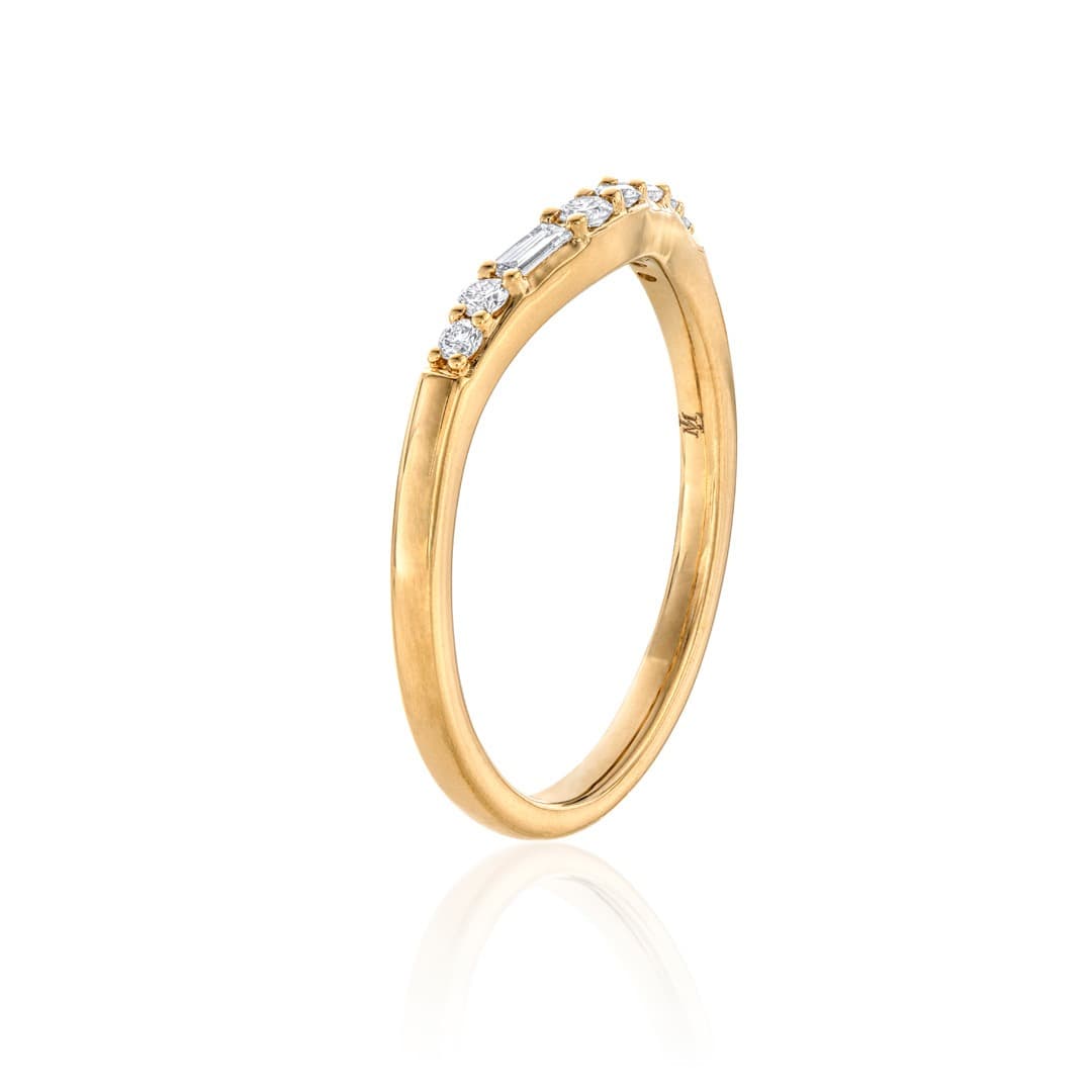 Yellow Gold Diamond Contour Wedding Band 1