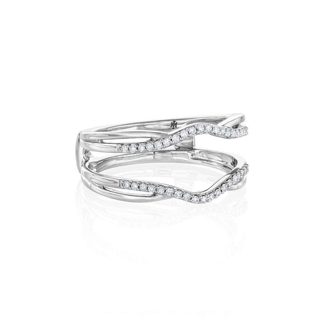 Curved White Gold Diamond Ring Guard Enhancer 1