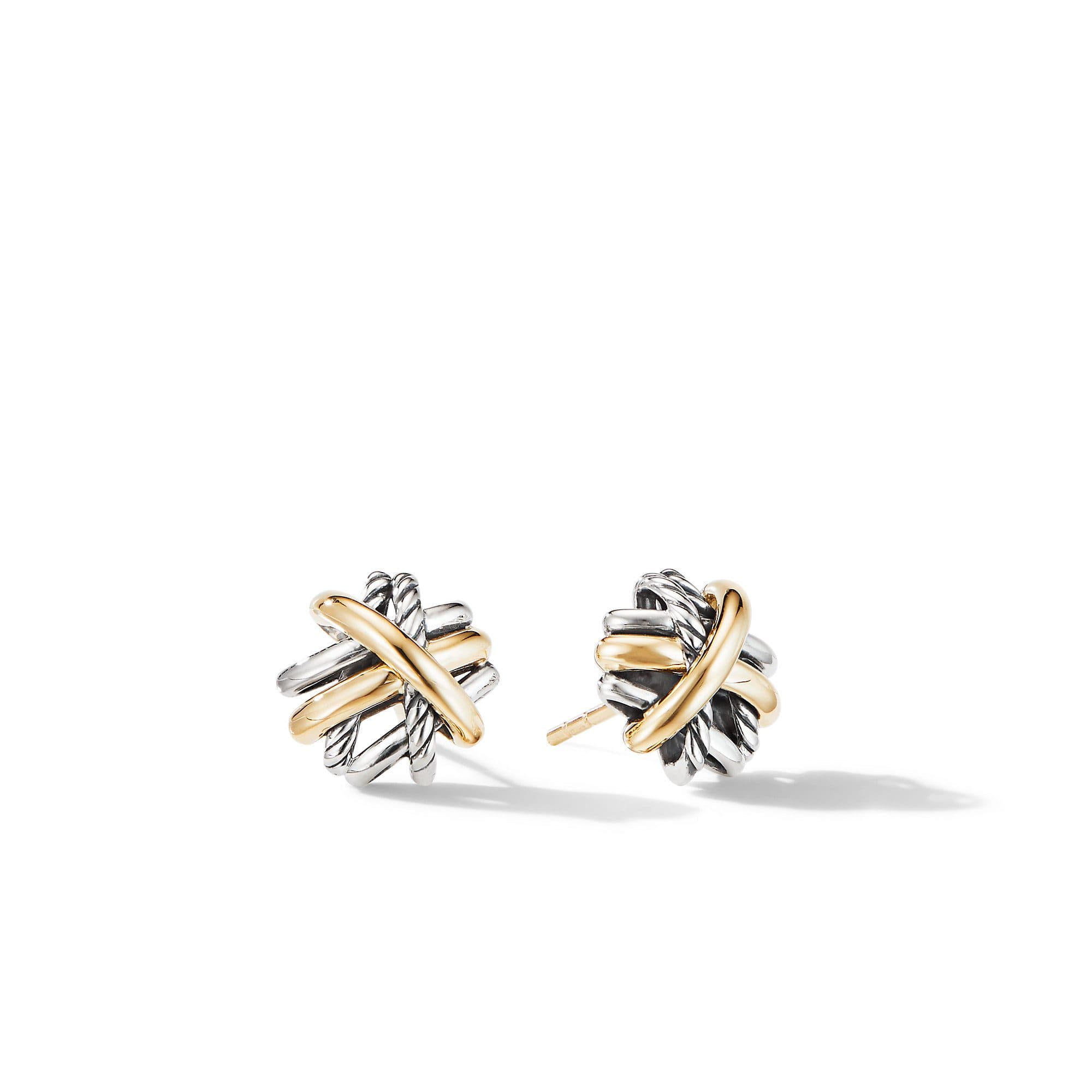 David Yurman Crossover Stud Earrings with 18k Yellow Gold