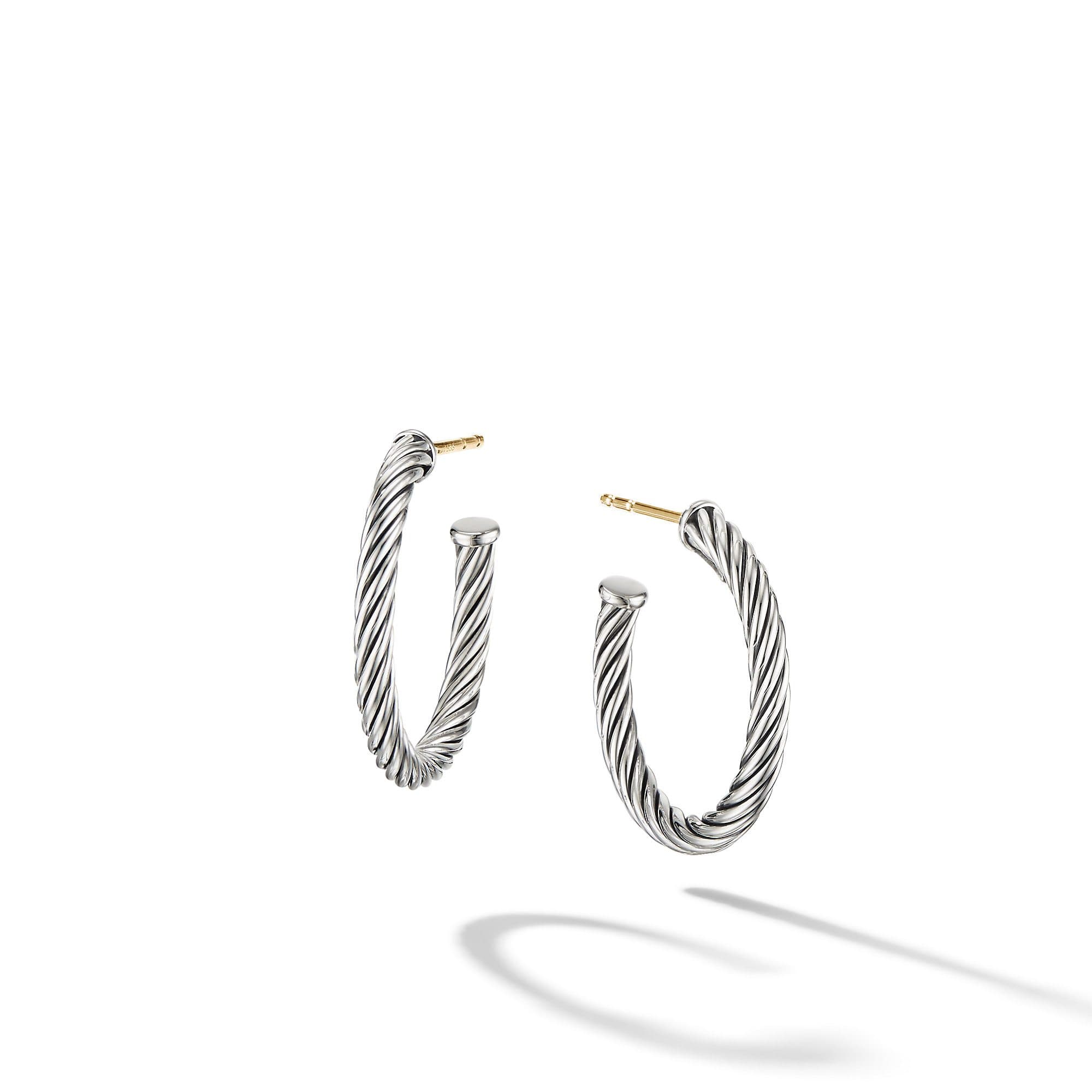 David Yurman Small Cable Hoop Earrings in Sterling Silver