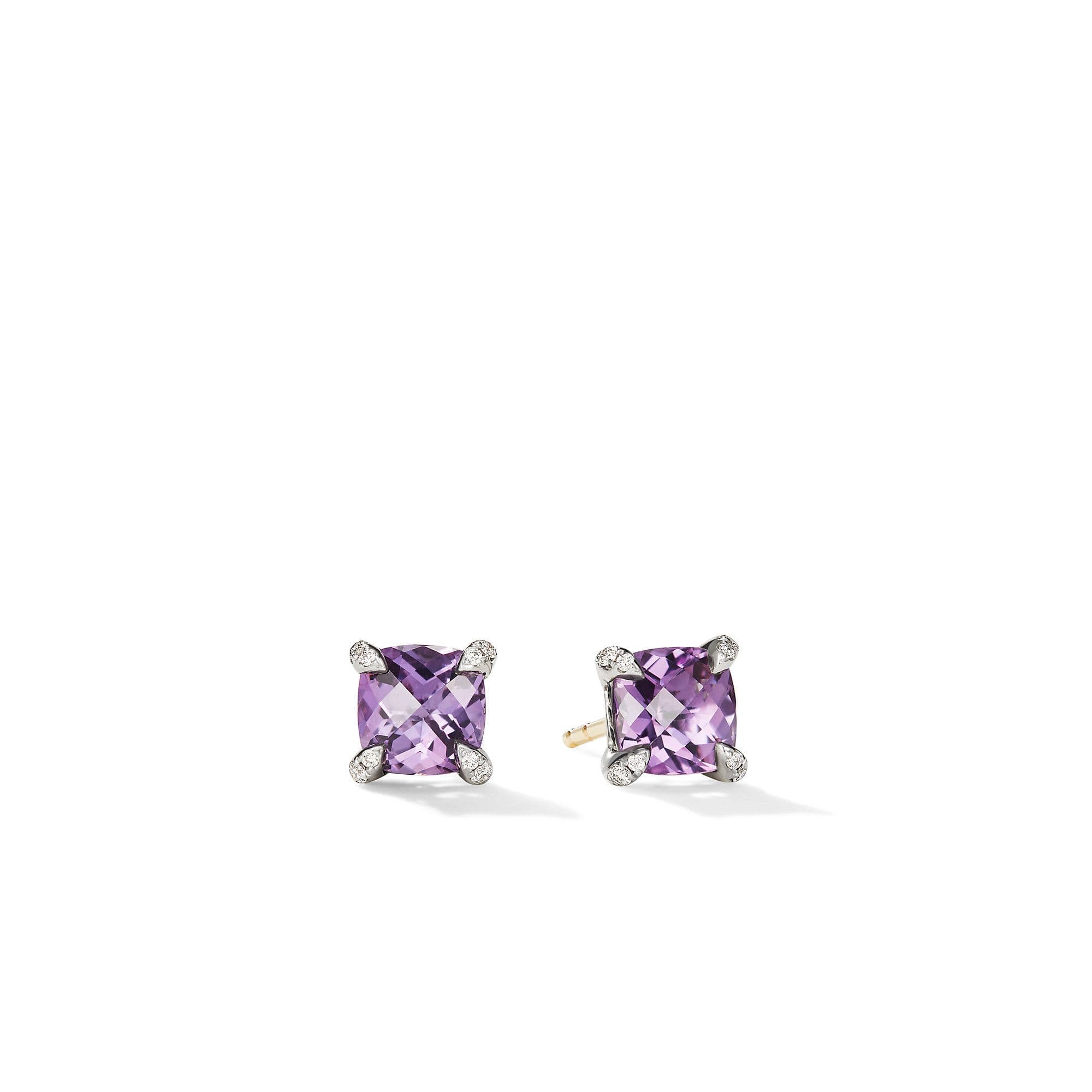 David Yurman Petite Chatelaine Stud Earrings with Amethyst and Diamonds