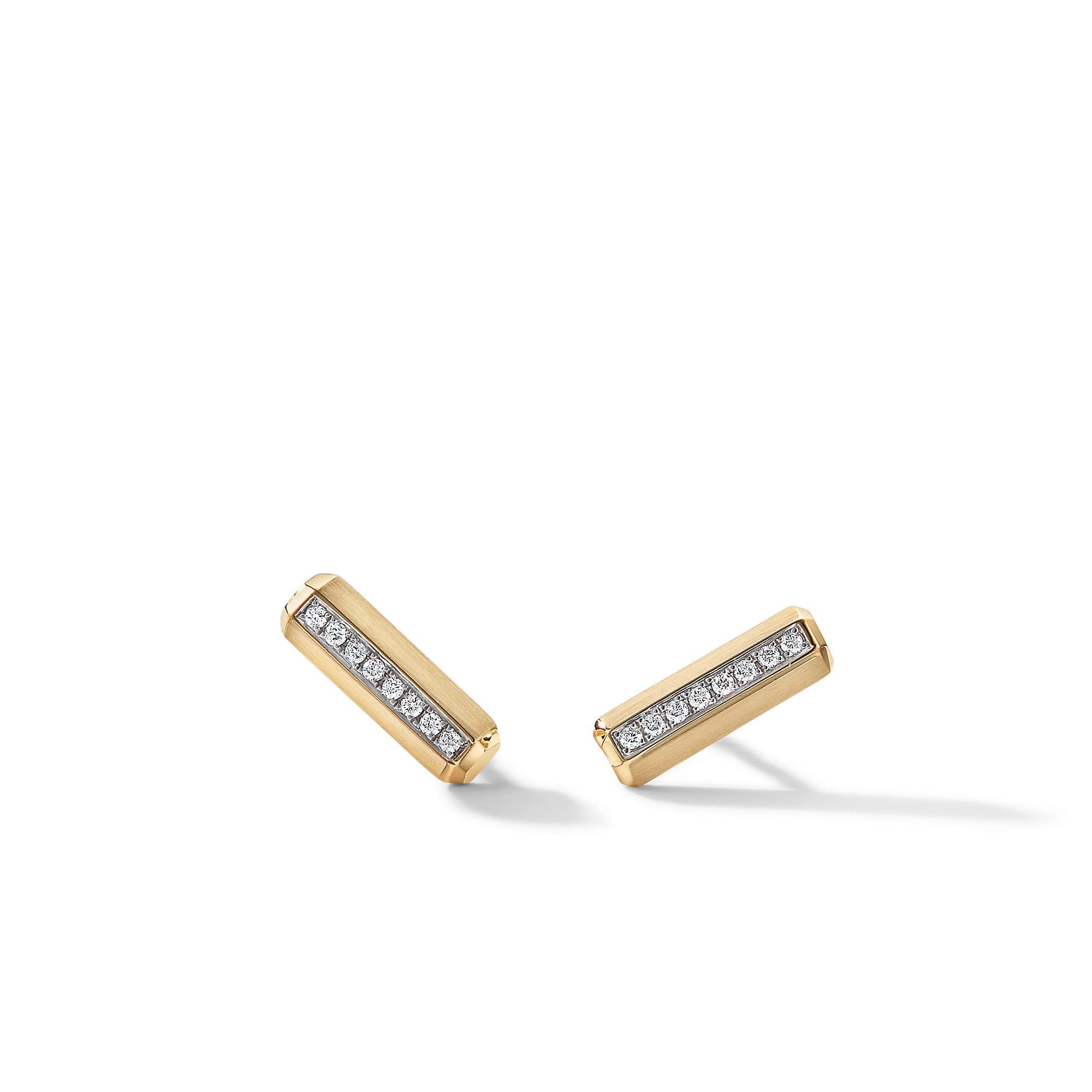 David Yurman Lexington Barrel Stud Earrings in 18k Yellow Gold with Diamonds