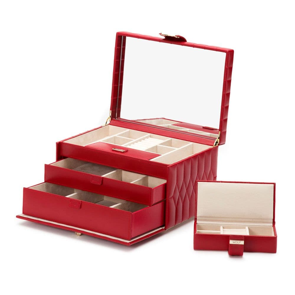 WOLF Caroline Medium Jewelry Case in Red 1