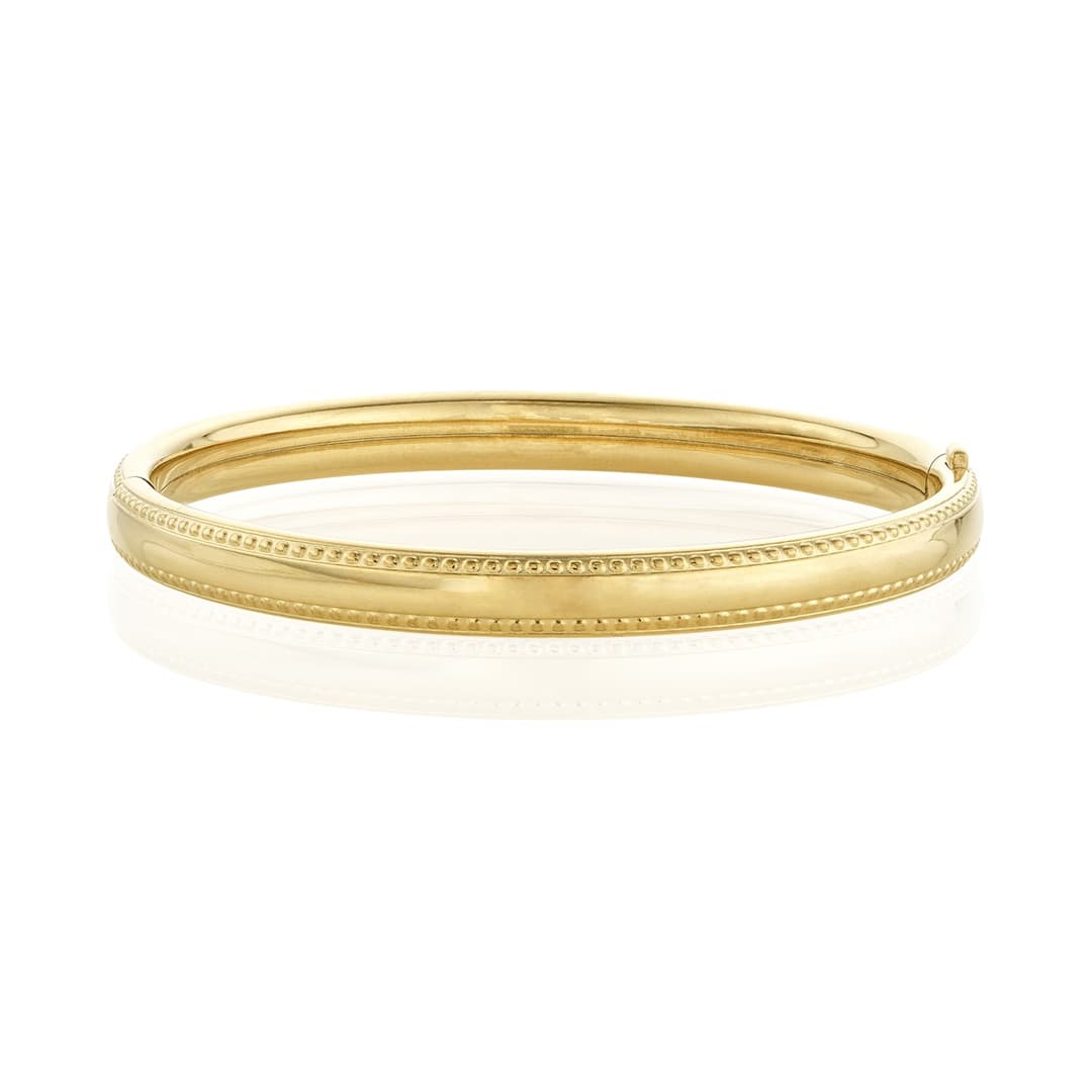 Child's Beaded Edge 14k Yellow Gold Bangle 0