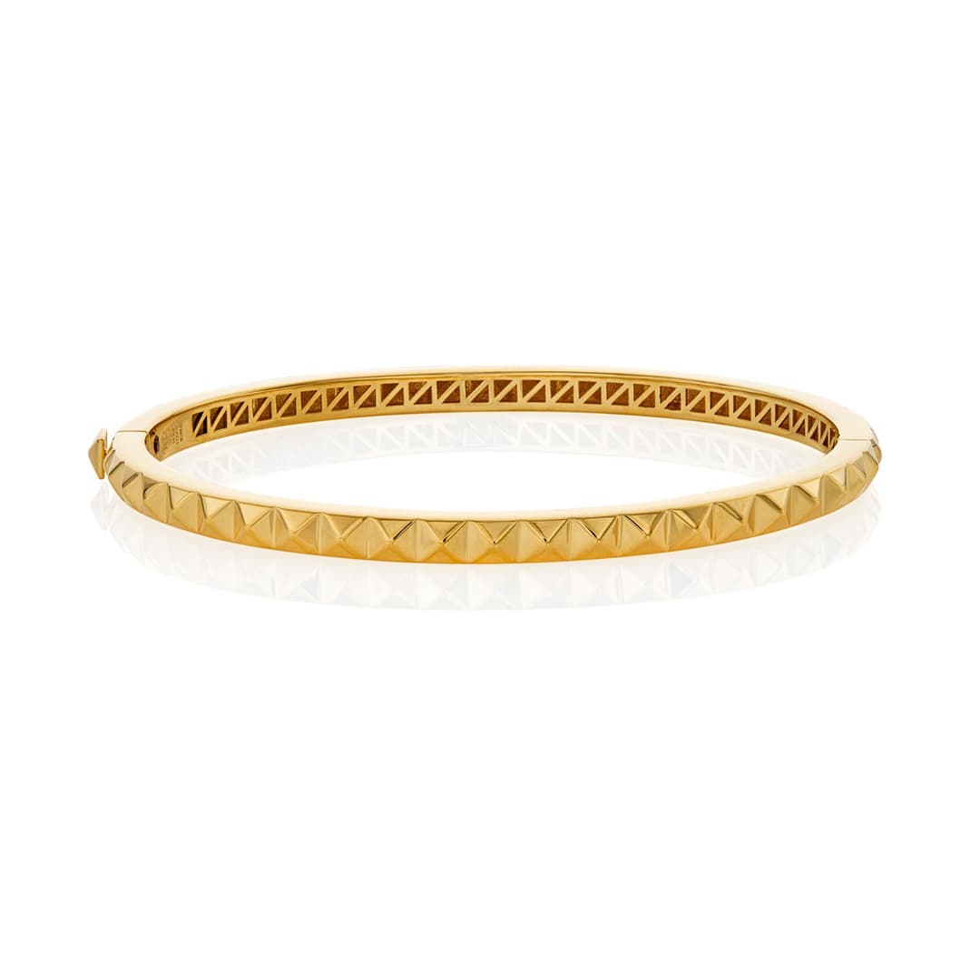 Roberto Coin Obelisco Pyramid Single Row Yellow Gold Bangle 0