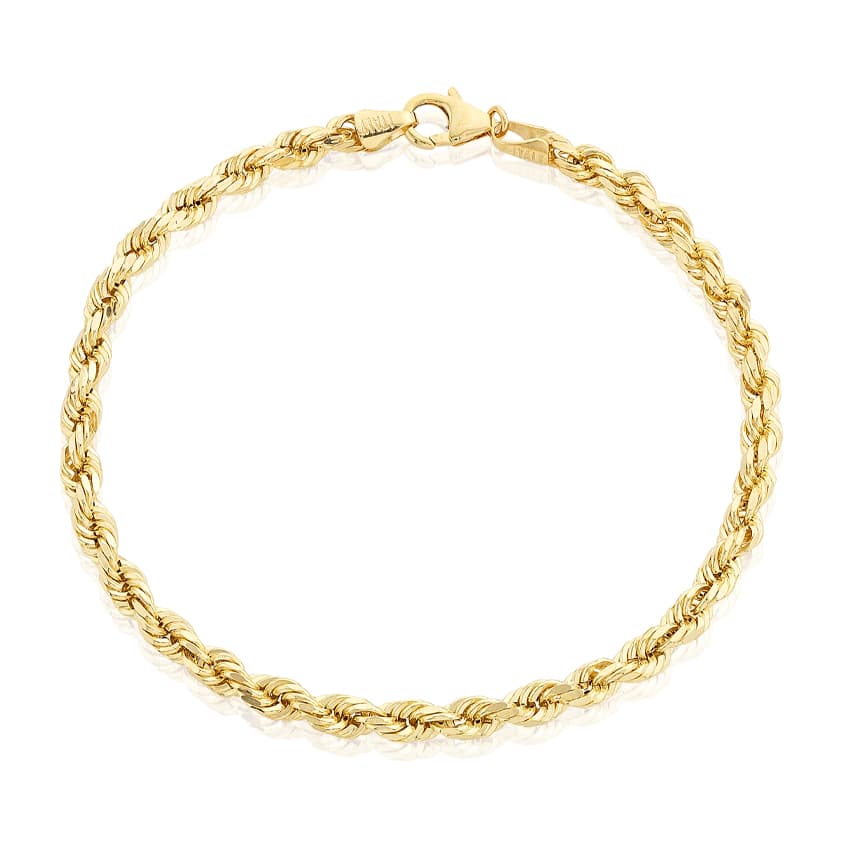 Yellow Gold Diamond Cut Rope Bracelet 0