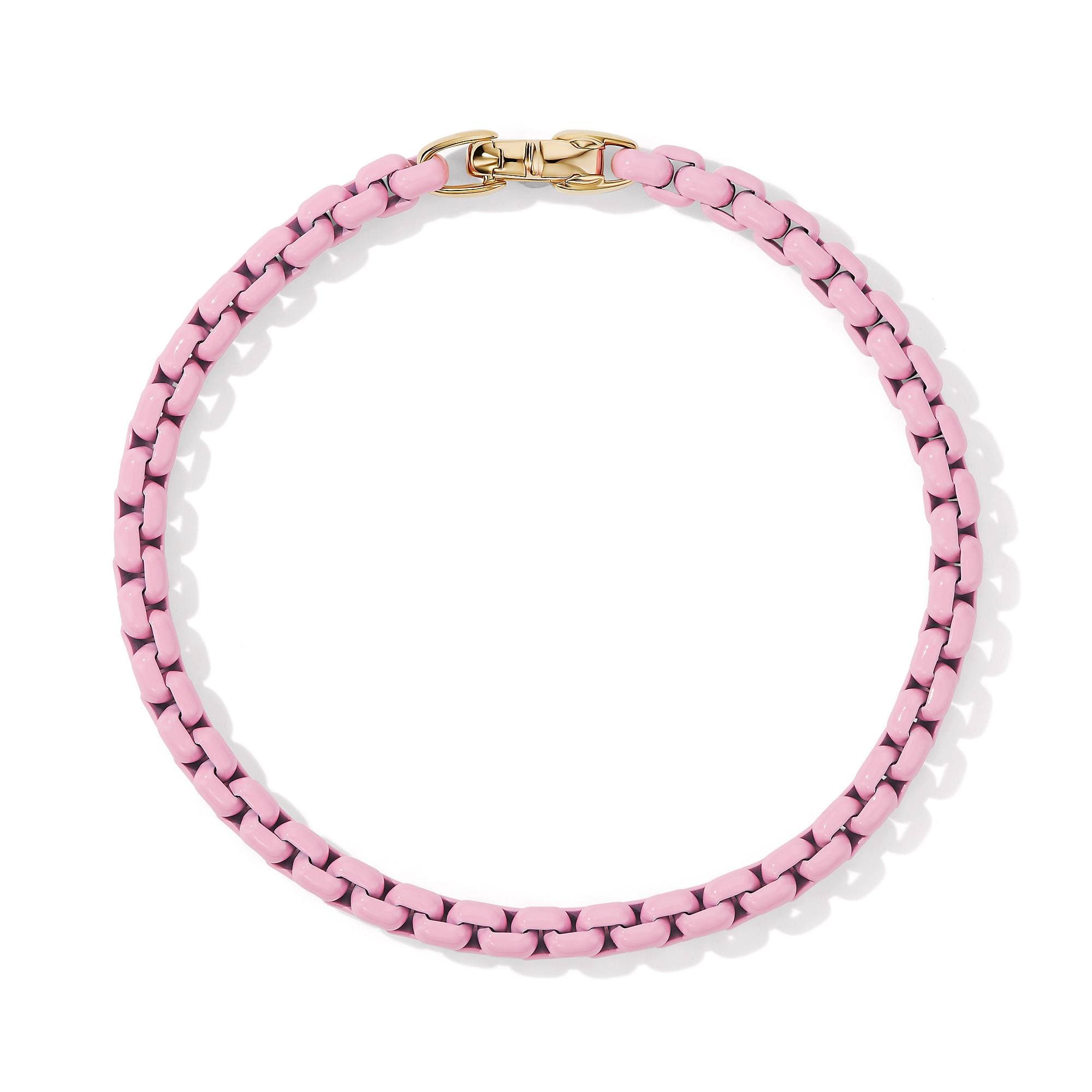 David Yurman Bel Aire Color Box Chain Bracelet in Blush Acrylic with Gold Accent, Size Large 1