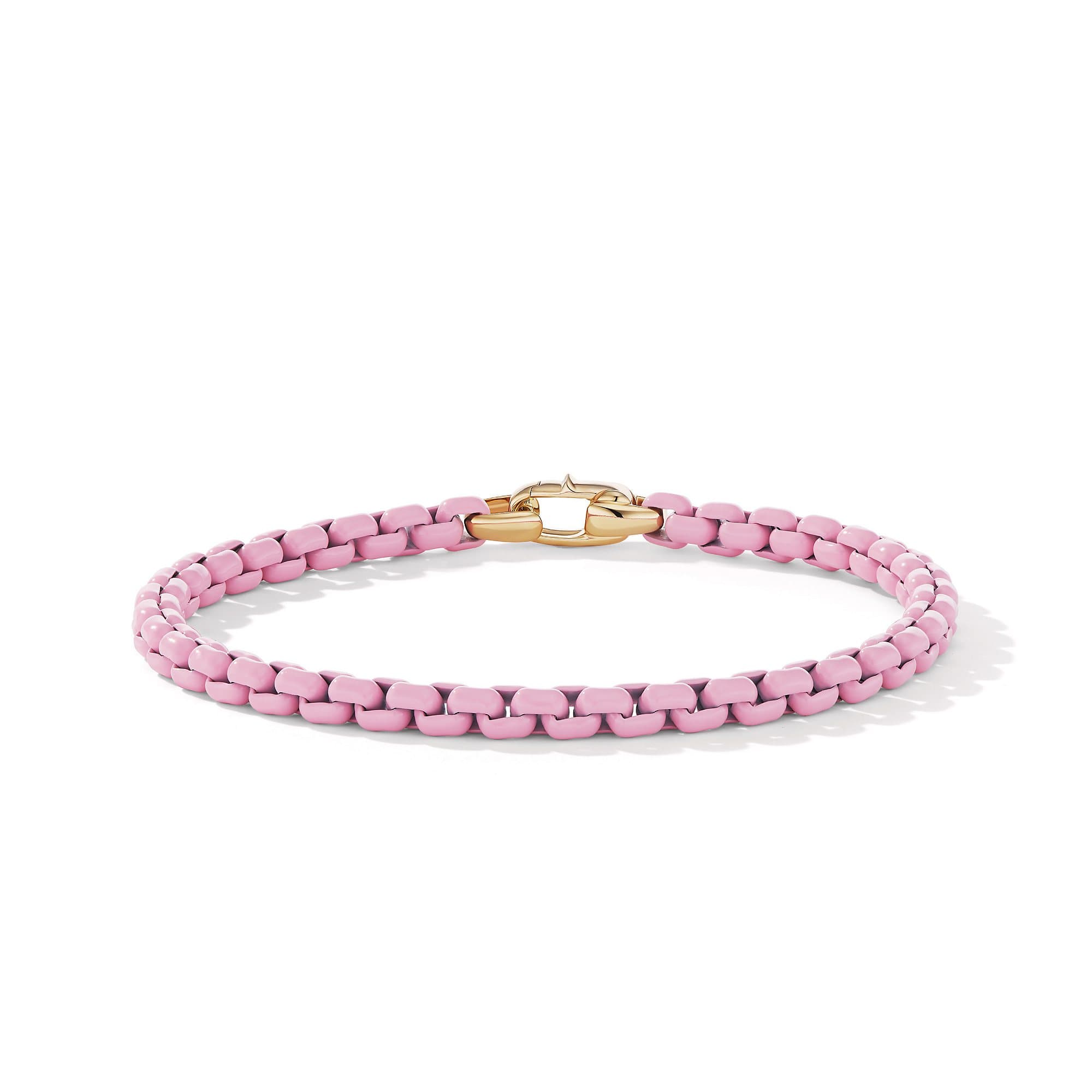 David Yurman Bel Aire Color Box Chain Bracelet in Blush Acrylic with Gold Accent, Size Large