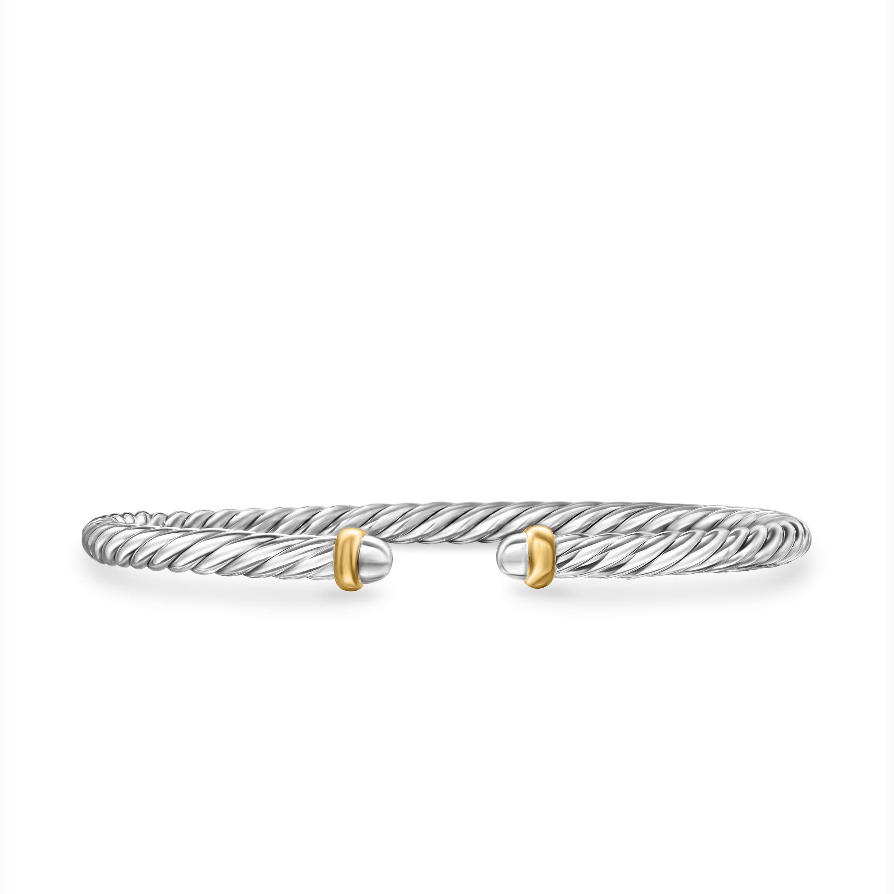 David Yurman Sterling Silver Cable Flex Bracelet with Gold 0