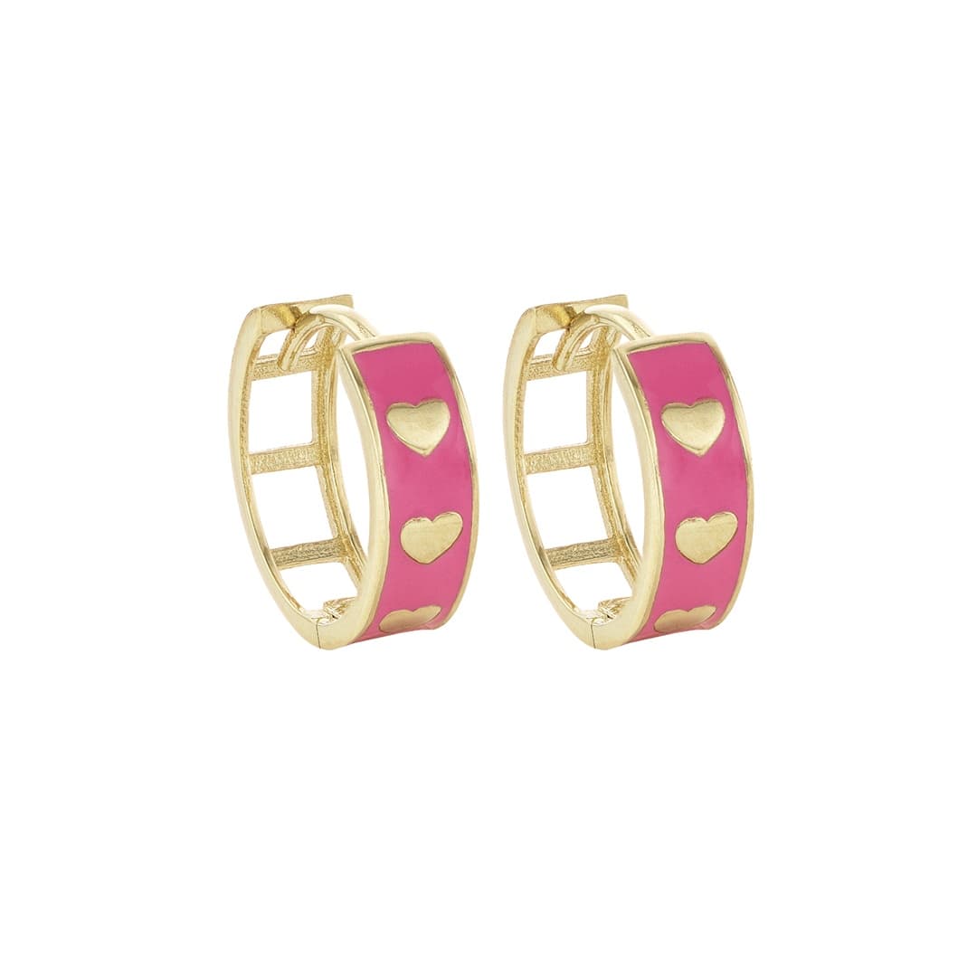 Enamel Heart Hoop Earrings