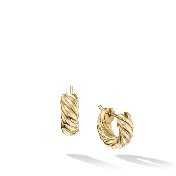 David Yurman Sculpted Cable Huggie Hoop Earrings in 18k Yellow Gold