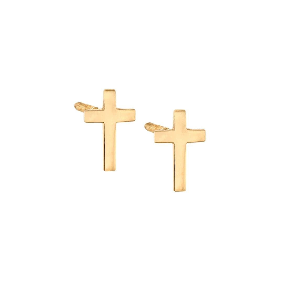 Child's 14k Yellow Gold Cross Earrings 1