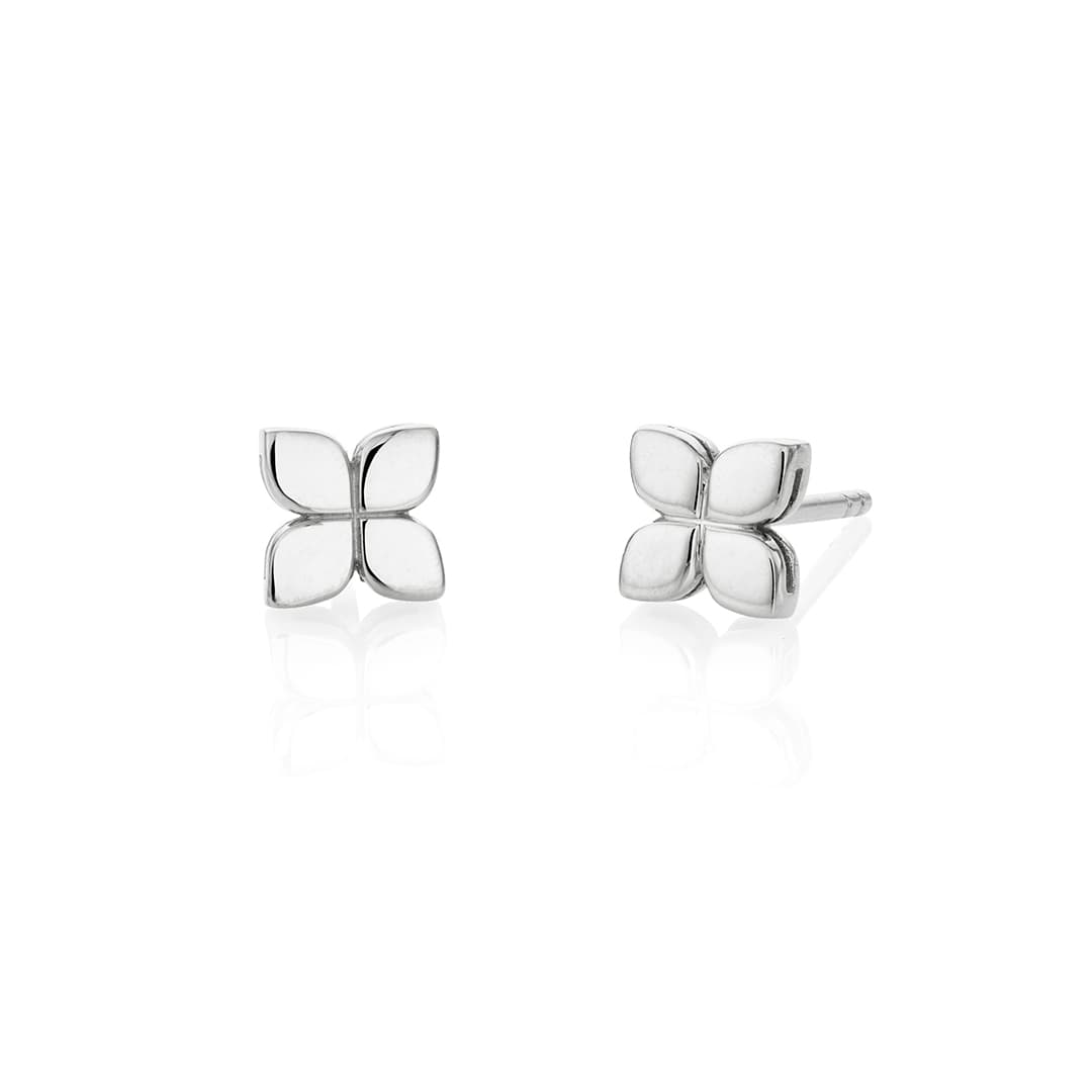 Roberto Coin Love in Verona Flower Stud Earrings in White Gold