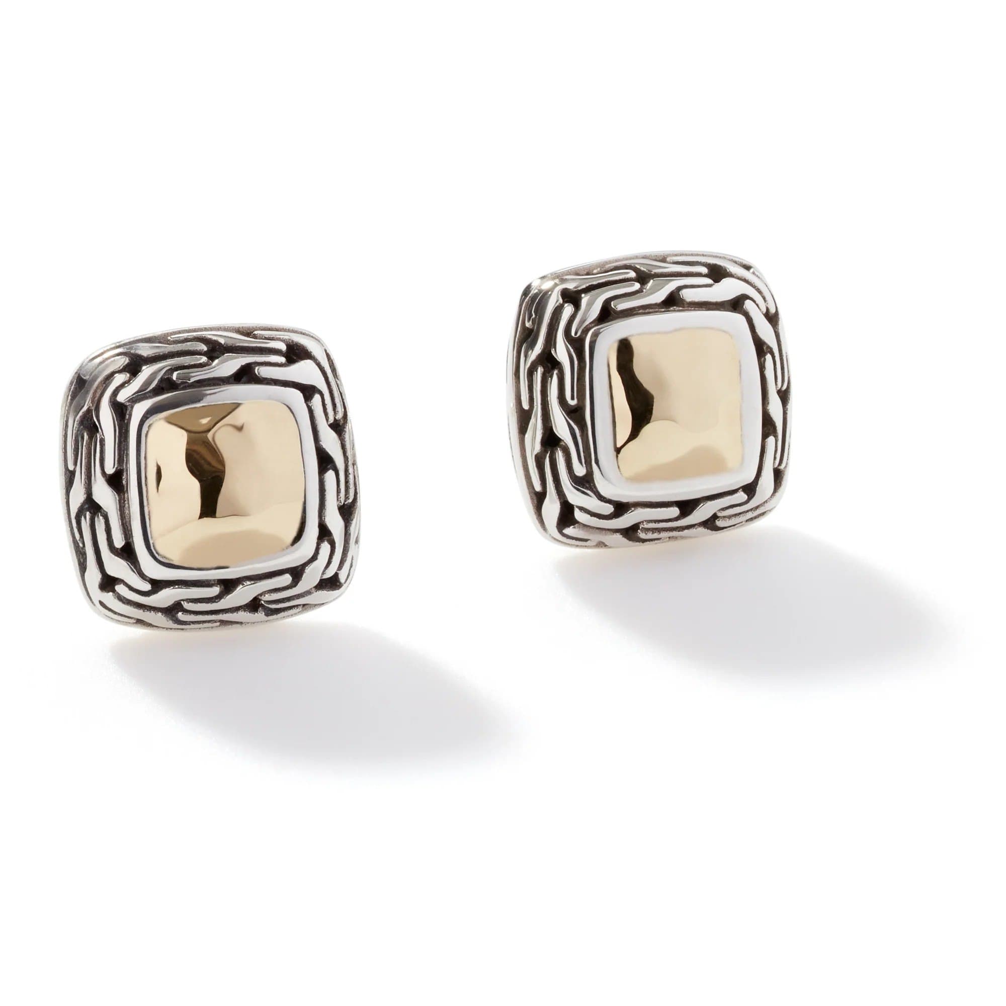 John Hardy Sterling Silver & Yellow Gold Classic Chain Stud Earrings 1