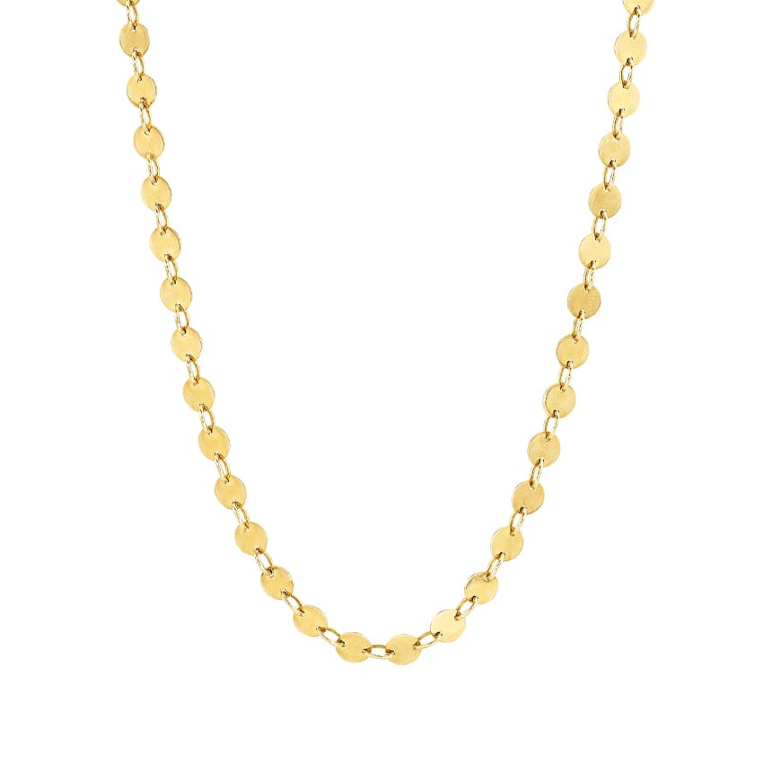 Yellow Gold 30 inch Disc Necklace