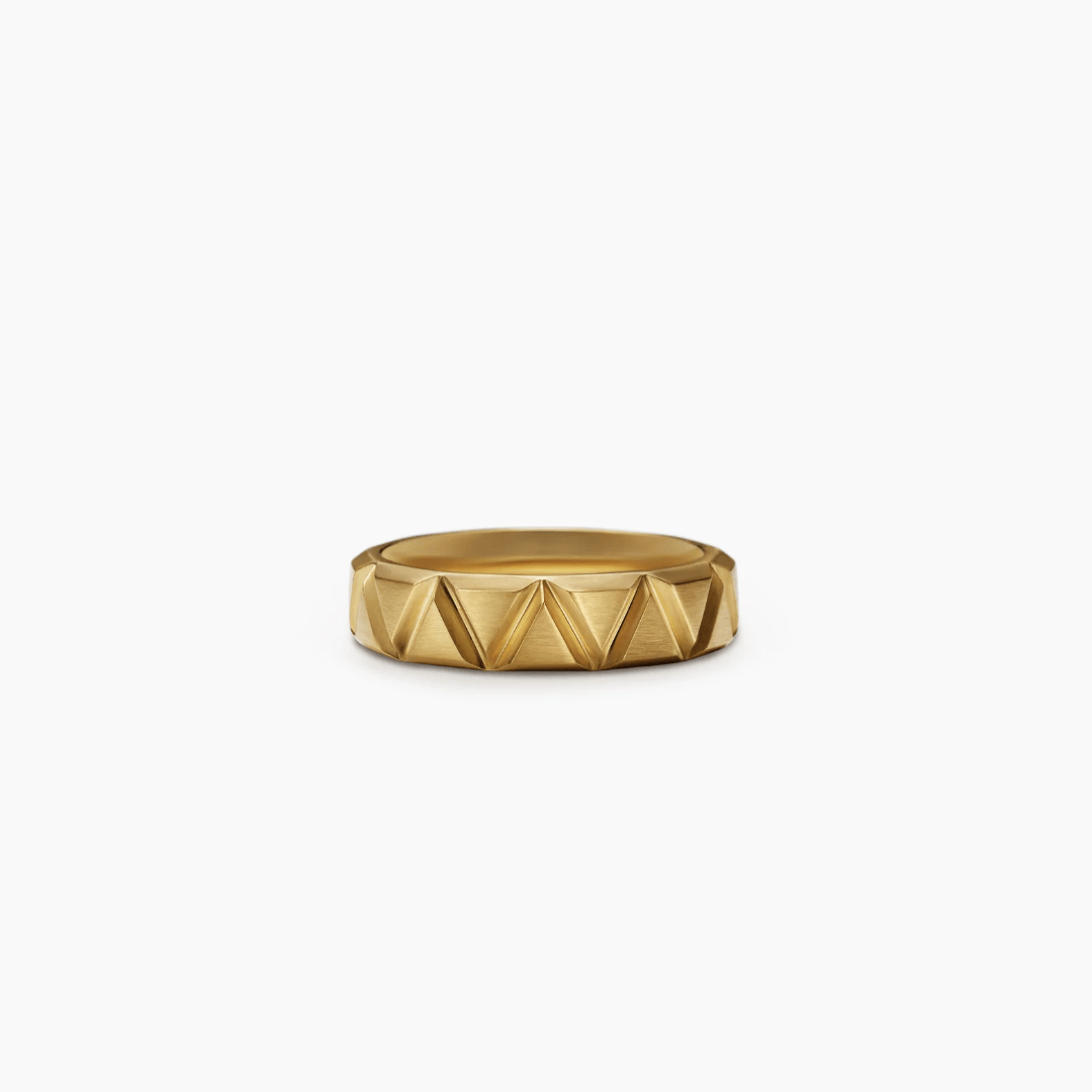 David Yurman Men's Faceted Triangle Wedding Band Ring in Yellow Gold, size 10 0