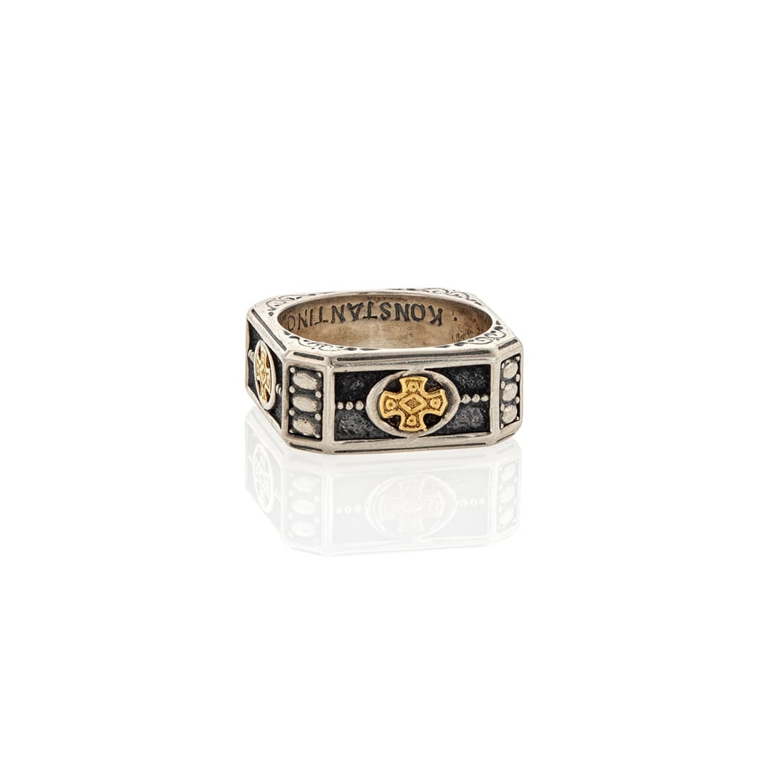 Konstantino Men's Stavros Carved Square Band