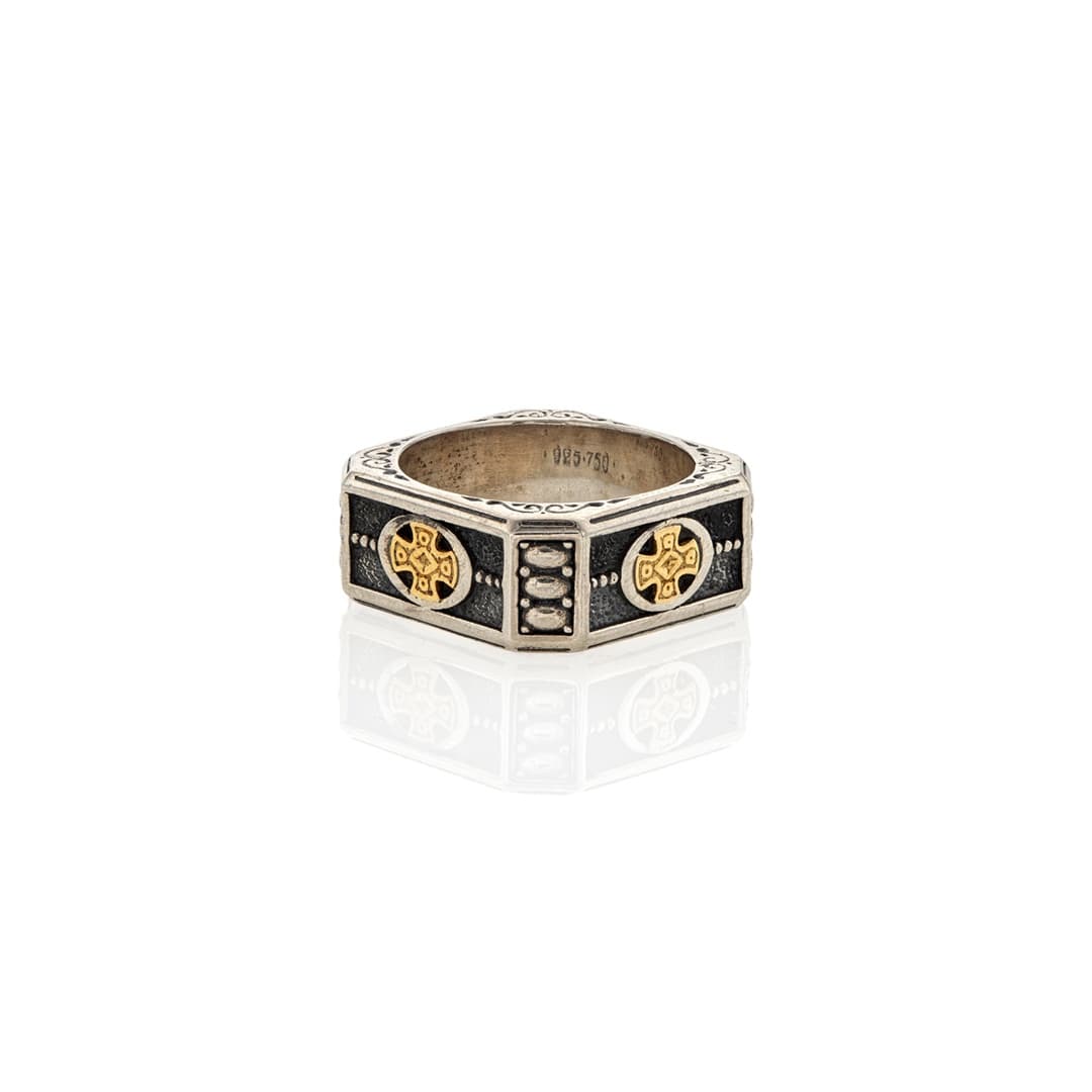 Konstantino Men's Stavros Carved Square Band 1