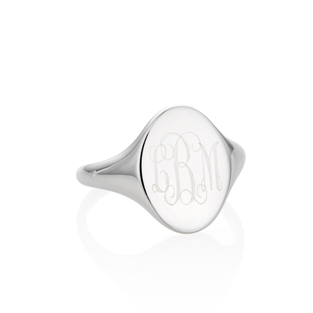 Sterling Silver Oval Engravable Signet Ring 0