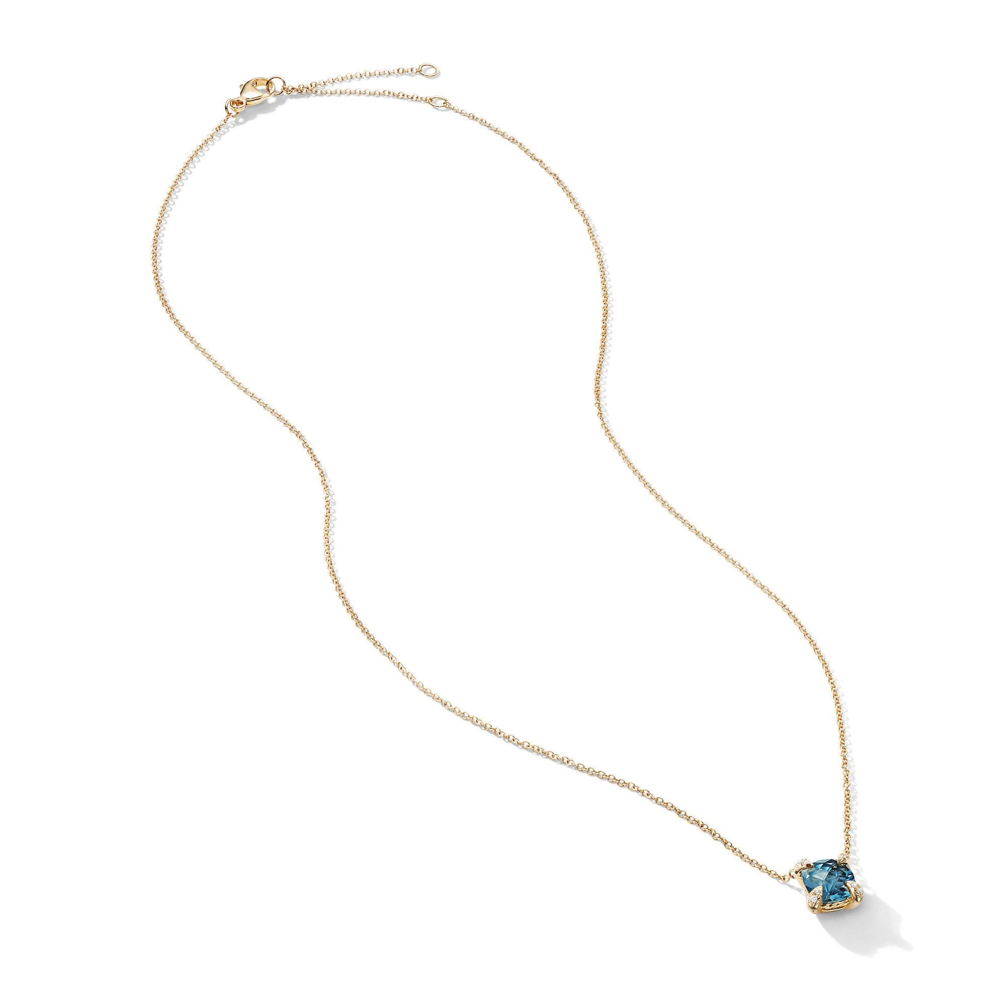 David Yurman Petite Chatelaine Pendant Necklace in Gold with Hampton Blue Topaz 3