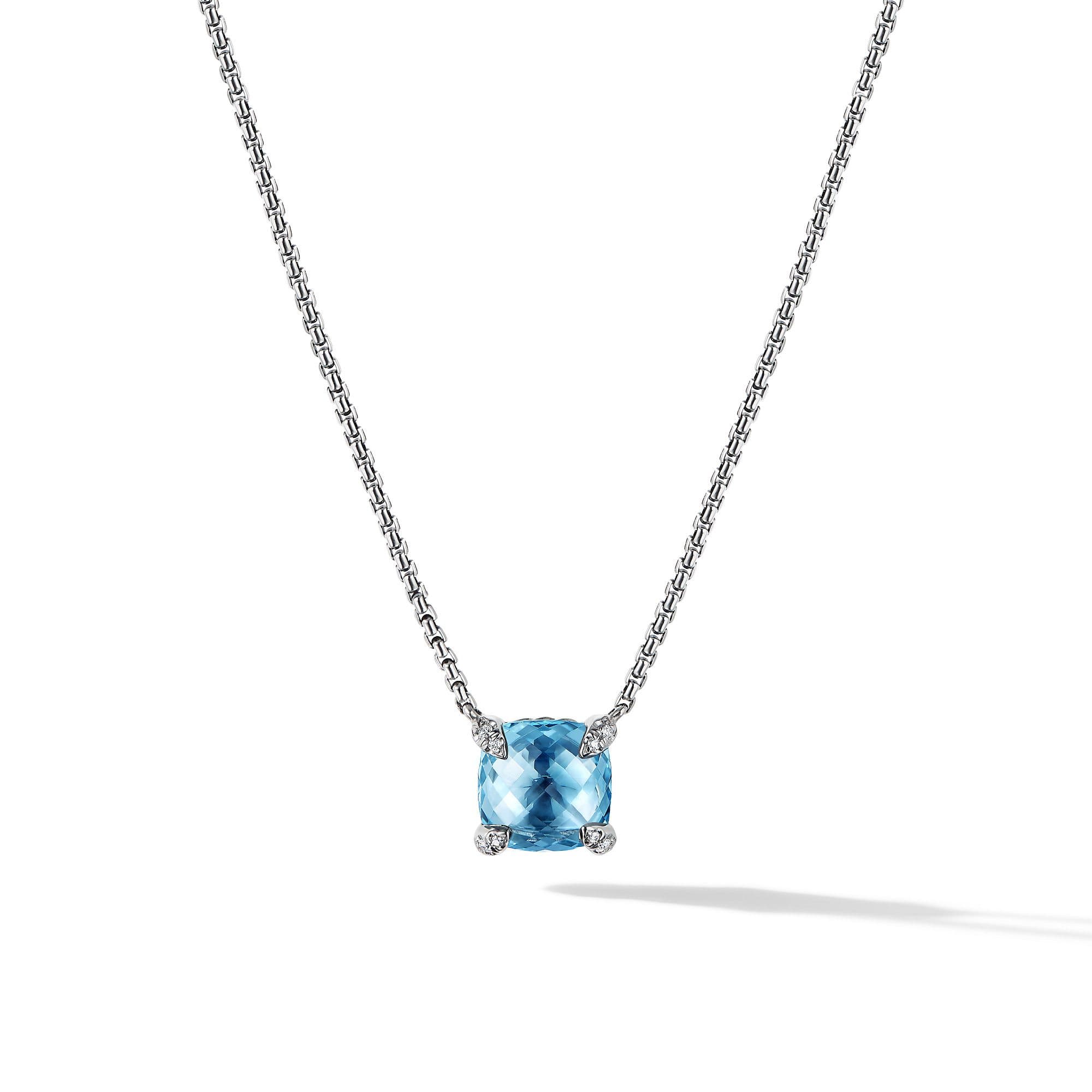 David Yurman Chatelaine Pendant Necklace with Blue Topaz and Diamonds