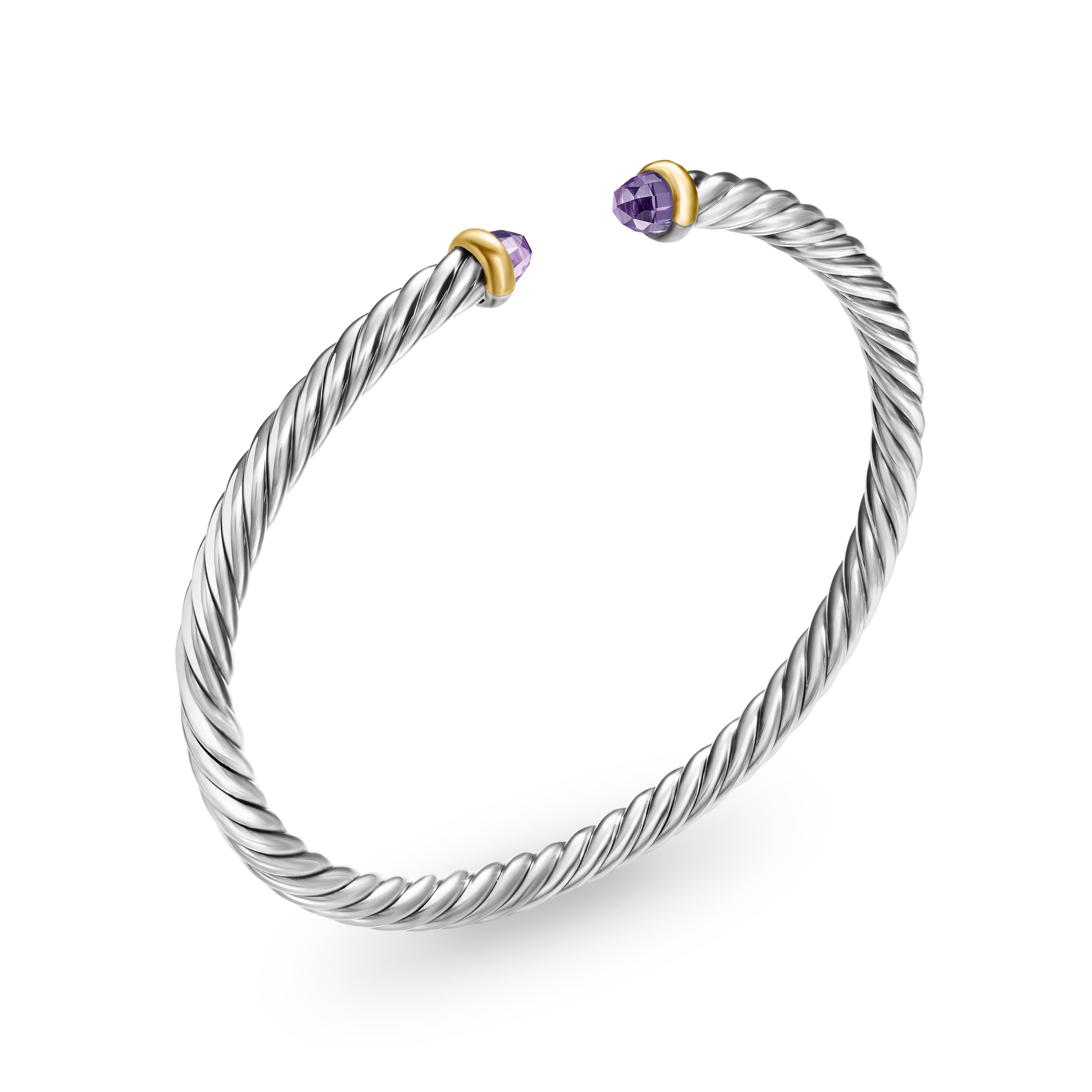  David Yurman Cable Flex Sterling Silver Bracelet with Amethyst, Size Medium 1