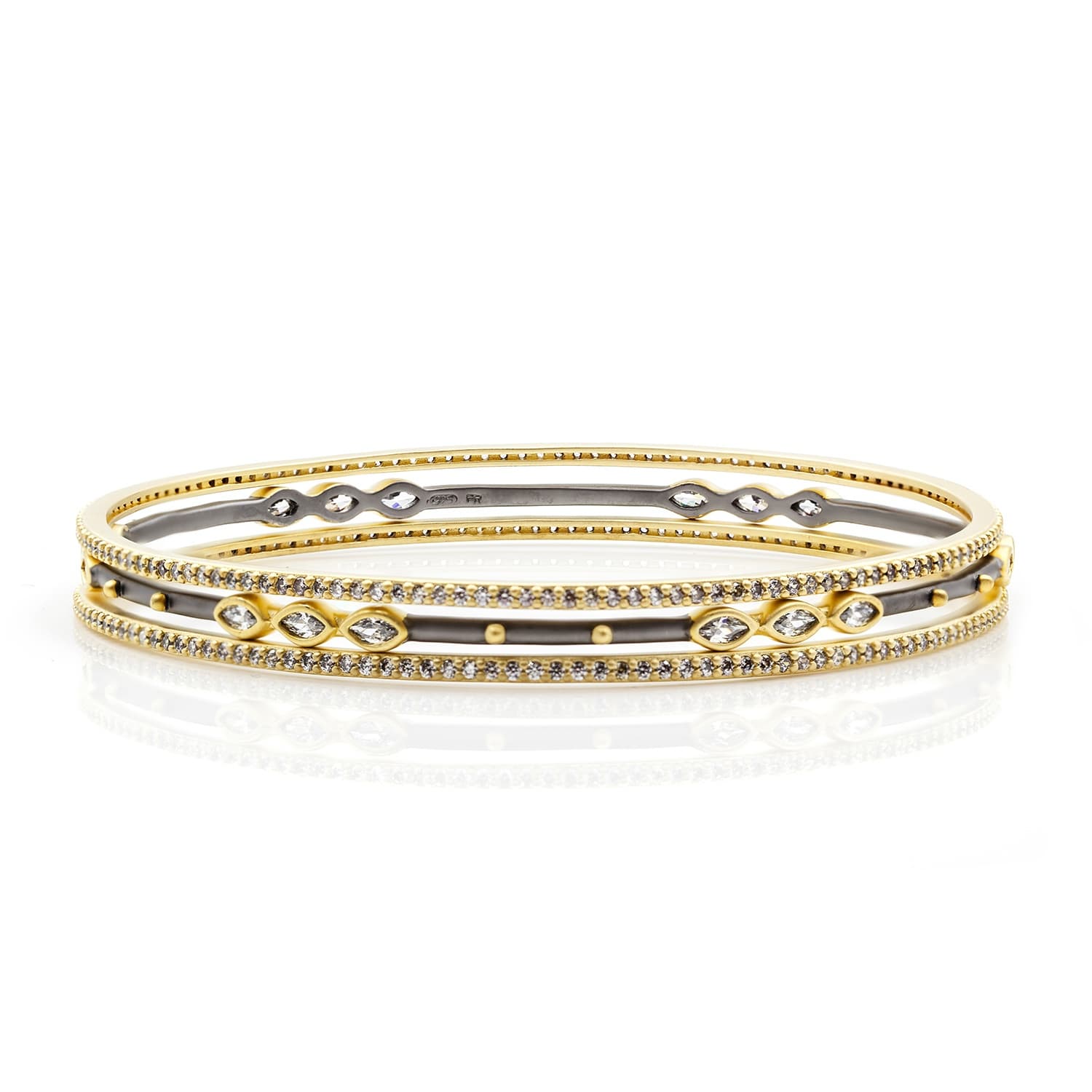 Freida Rothman Signature Marquise Station 3-Stack Bangles 0