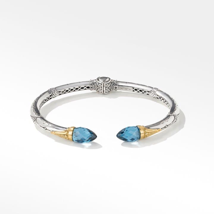 Konstantino Anthos Collection Hinged Cuff Bracelet with Blue Spinel 3