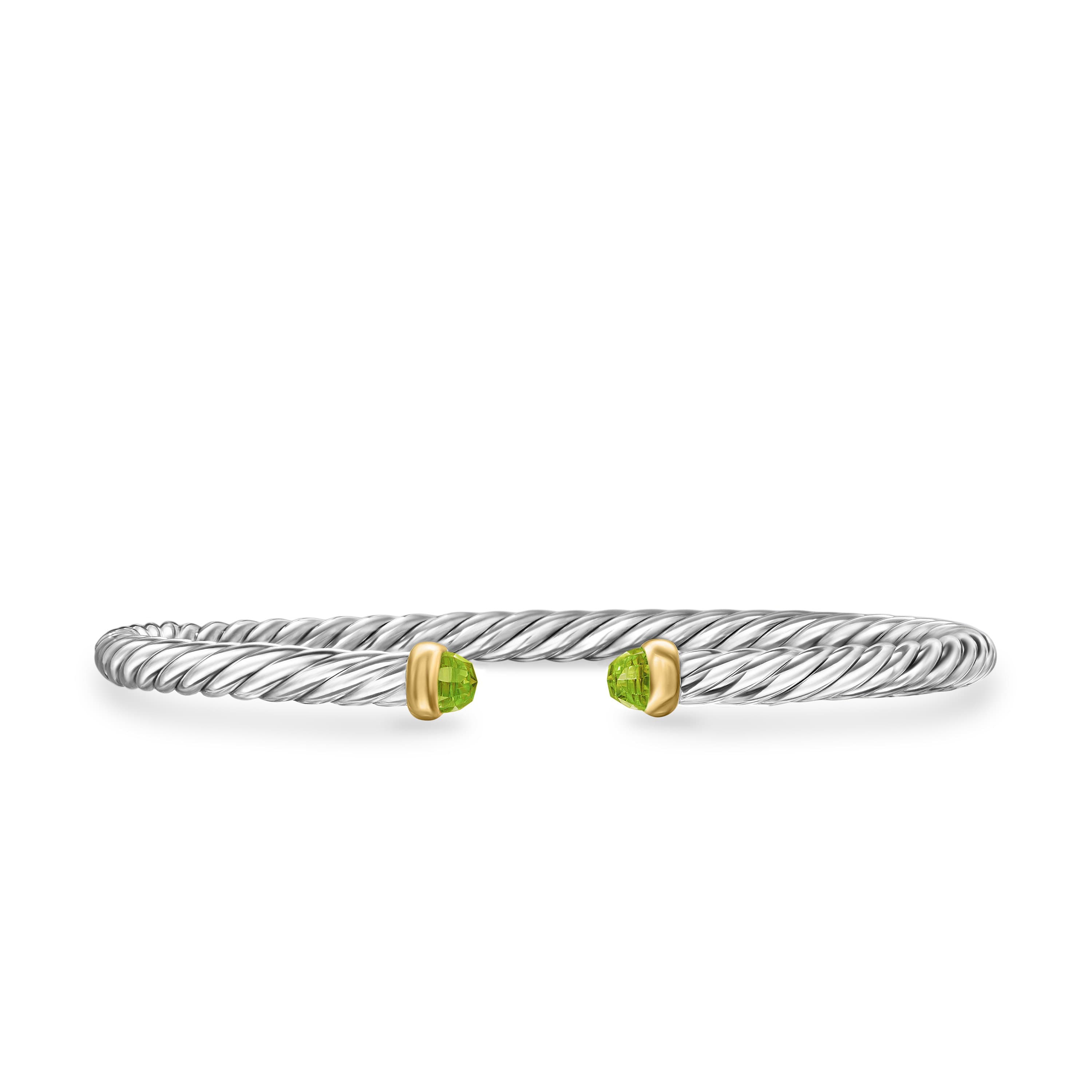 David Yurman Cable Flex Sterling Silver Bracelet with Peridot, Size Large