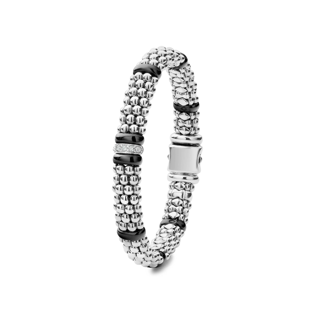 Lagos Sterling Silver Black Caviar Diamond Caviar Bracelet 1