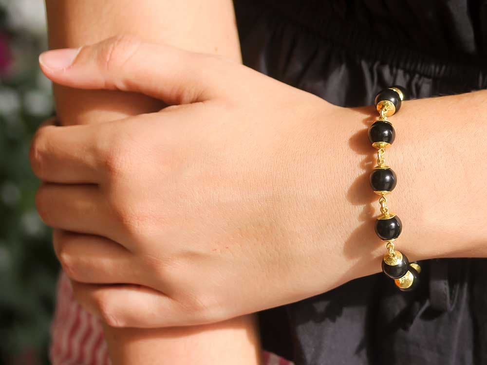 Elizabeth Locke Round Black Jade Bead Link Bracelet 1