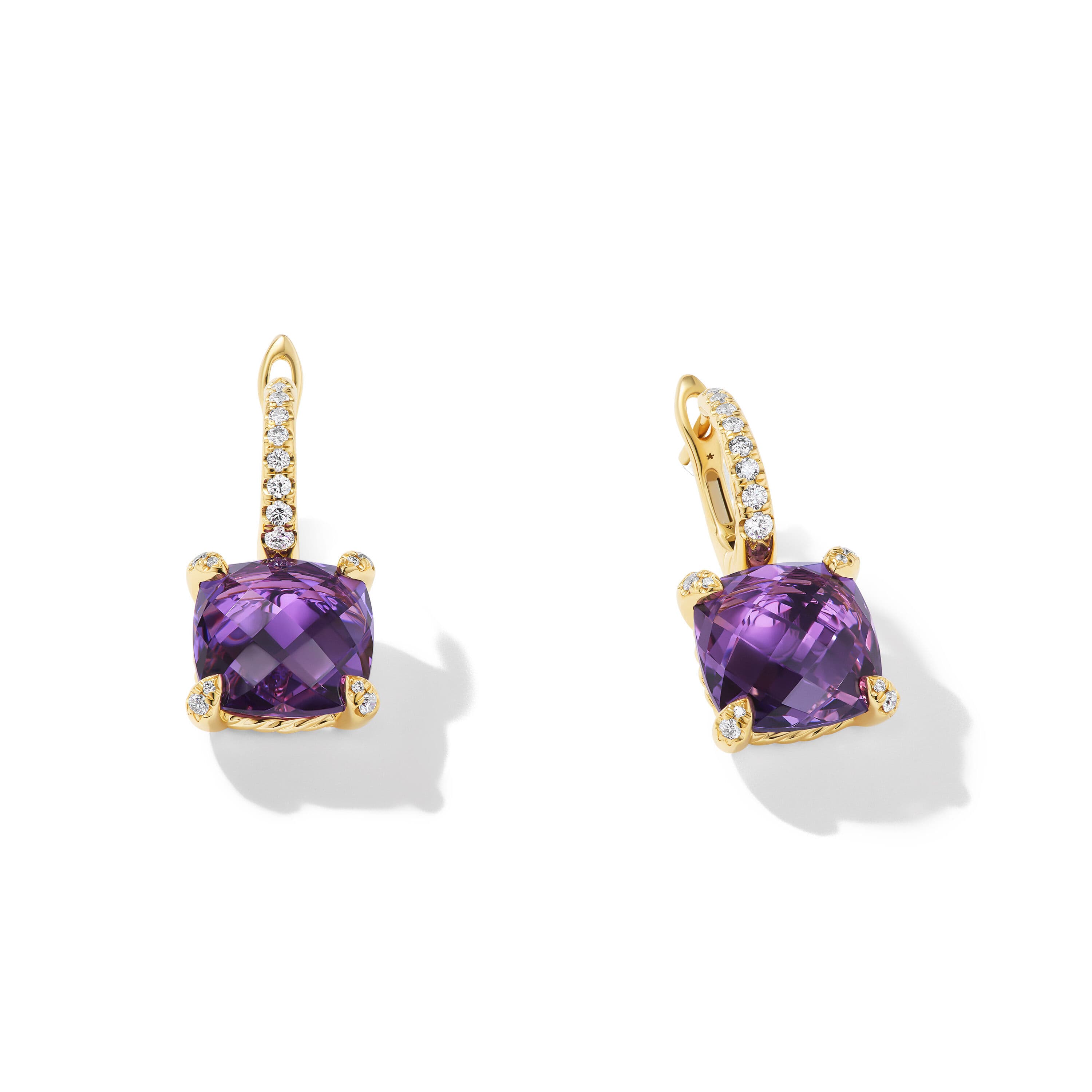 David Yurman Chatelaine Drop Earrings in Gold with Amethyst and Diamonds 1